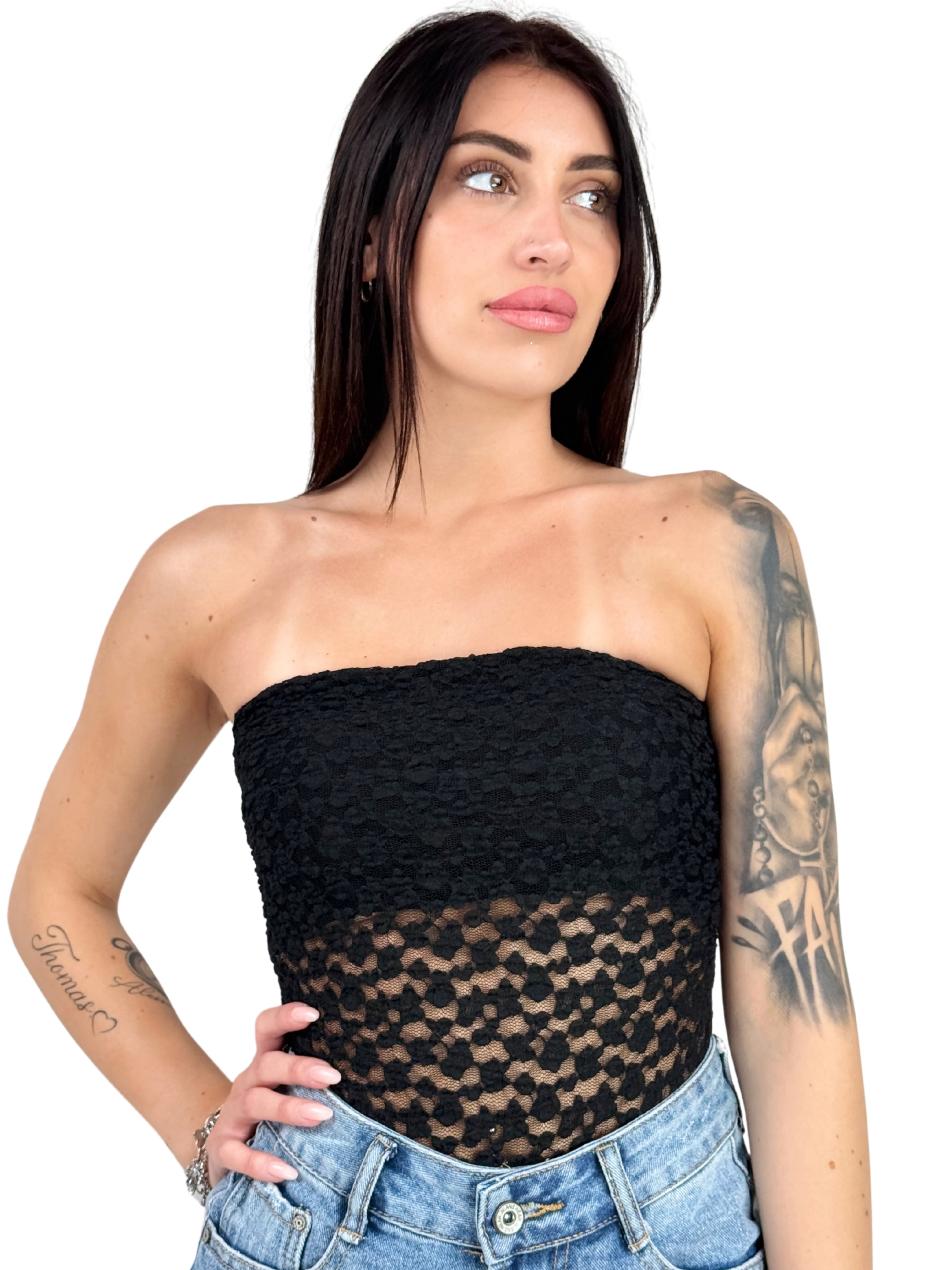 Body in pizzo spalle scoperte-Pink Babol