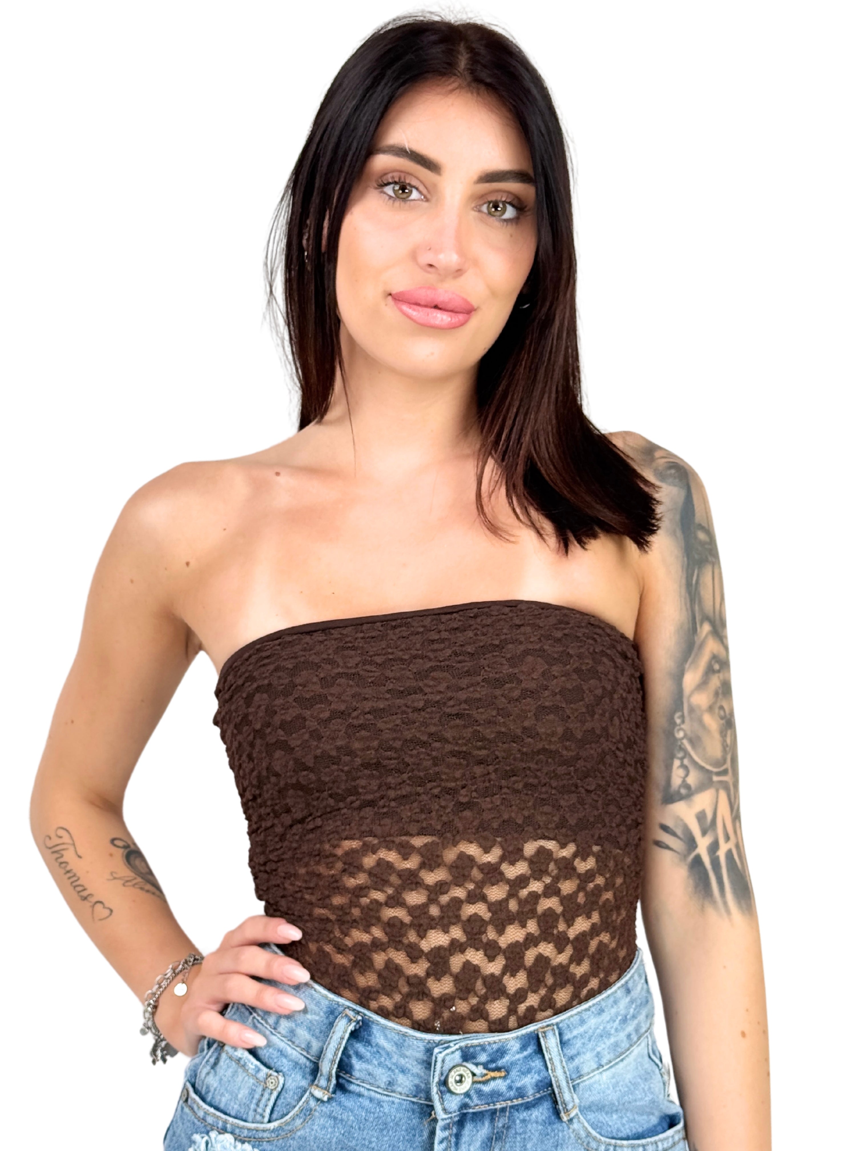 Body in pizzo spalle scoperte-Pink Babol