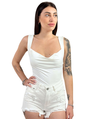 Body microfibra scollo a cascata schiena scoperta-Pink Babol