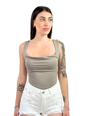 Body microfibra scollo a cascata schiena scoperta-Pink Babol