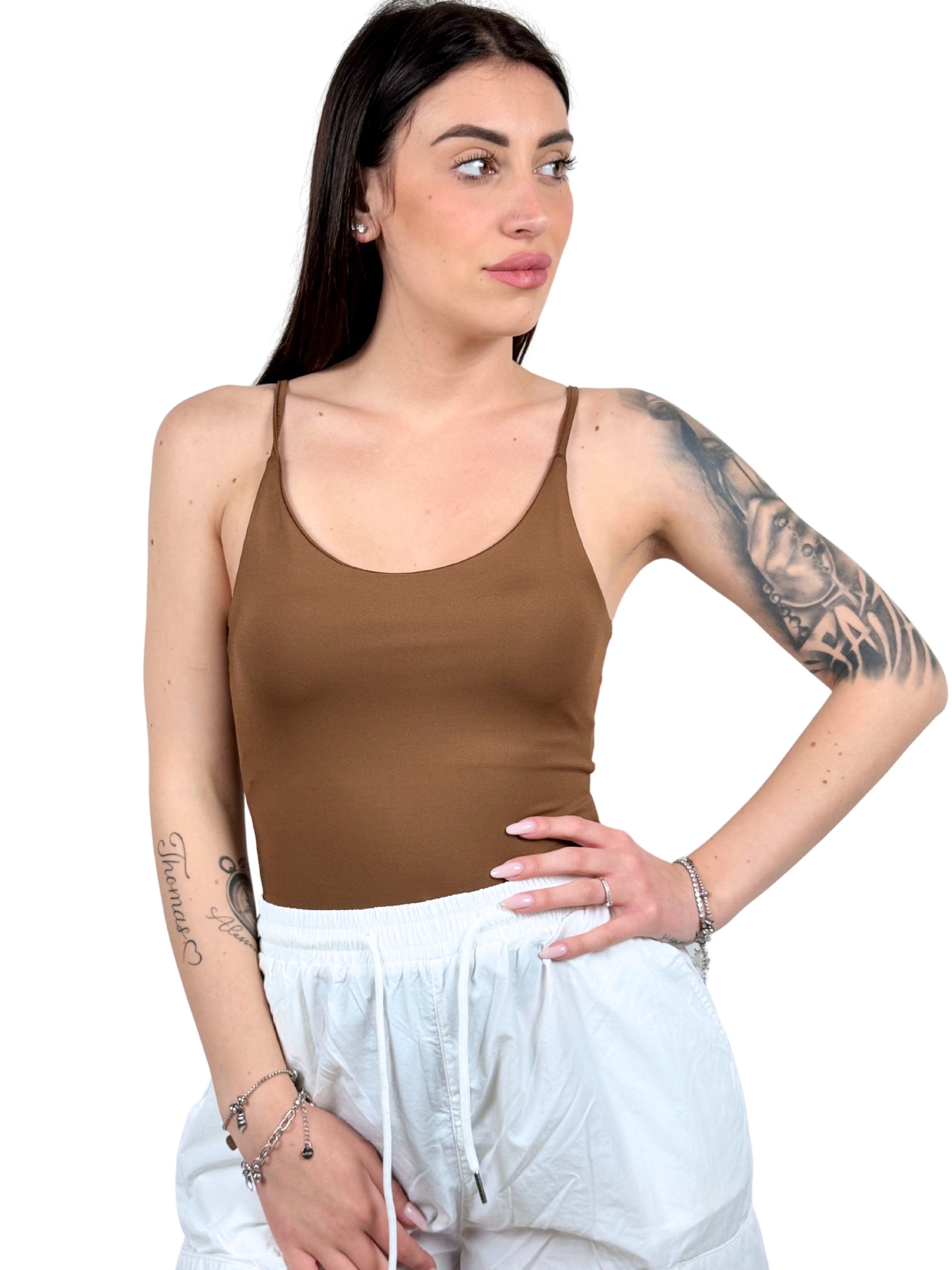 Body modellante bretellina-Pink Babol