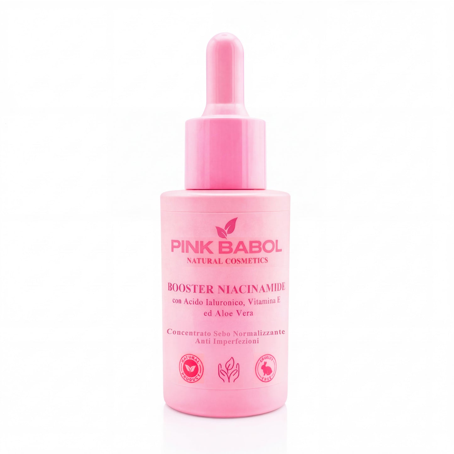 Booster Niacinamide con Acido Ialuronico, Vitamina E ed Aloe Vera - Sebo Normalizzante, Anti imperfezioni-Pink Babol