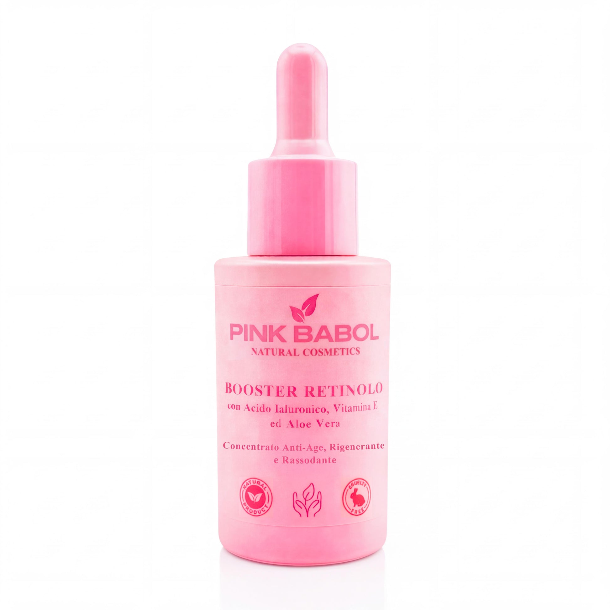Booster Retinolo con Acido Ialuronico, Vitamina E e Aloe Vera - Concentrato Anti-Age, Rigenerante e Rassodante-Pink Babol