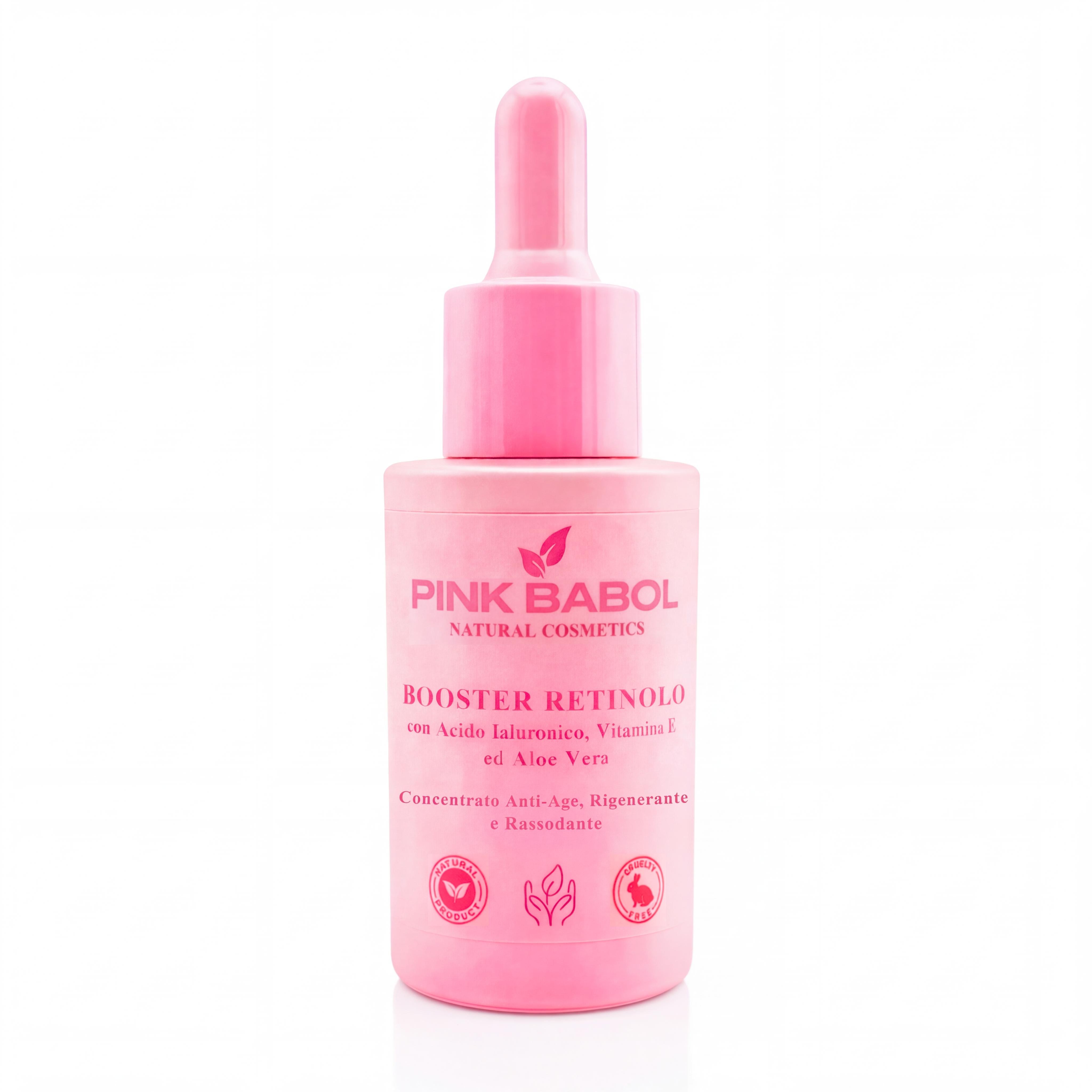 Booster Retinolo con Acido Ialuronico, Vitamina E e Aloe Vera - Concentrato Anti-Age, Rigenerante e Rassodante-Pink Babol