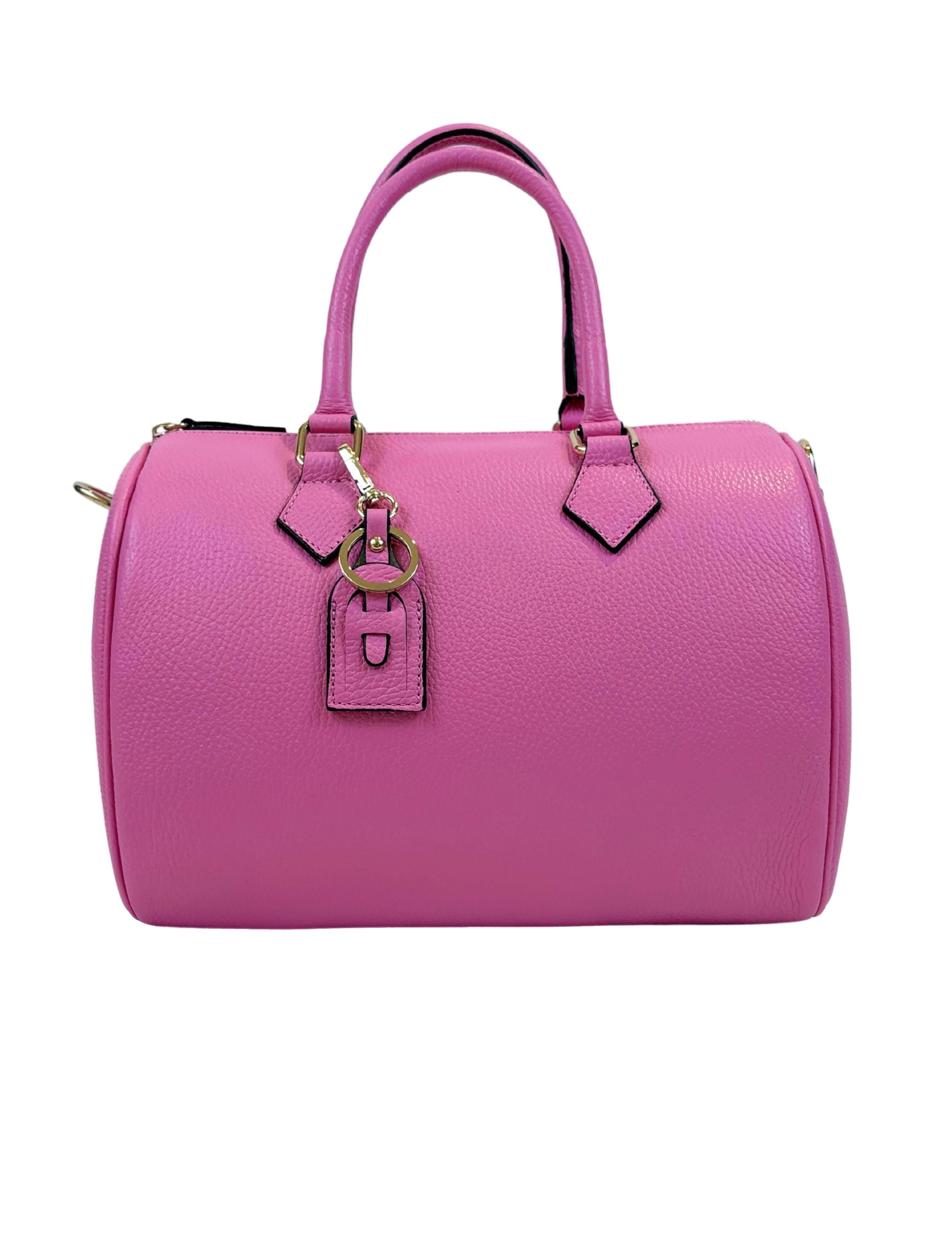 Borsa Bauletto Eloise XL in vera pelle (Personalizzabile)-Pink Babol