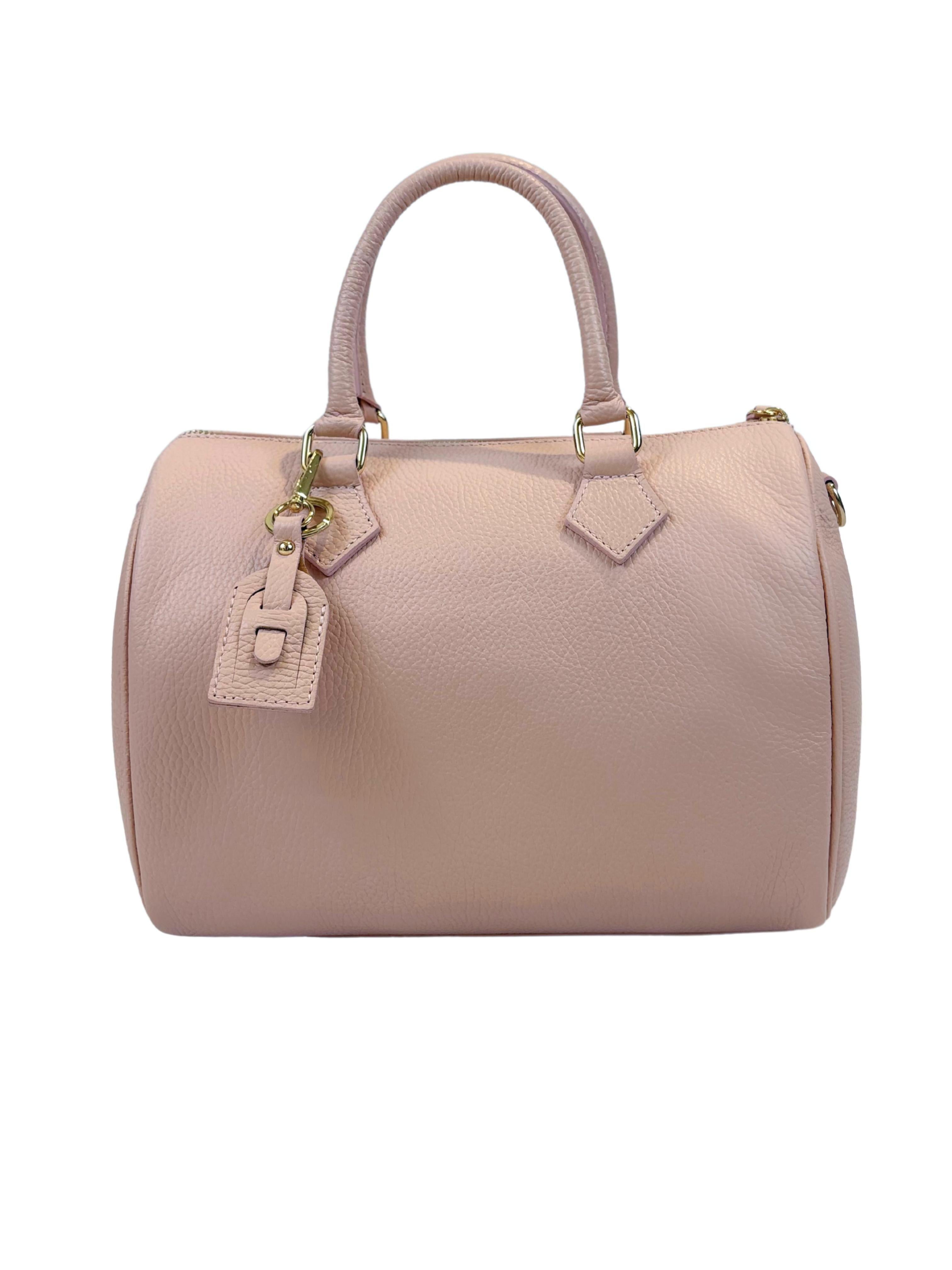 Borsa Bauletto Eloise XL in vera pelle (Personalizzabile)-Pink Babol