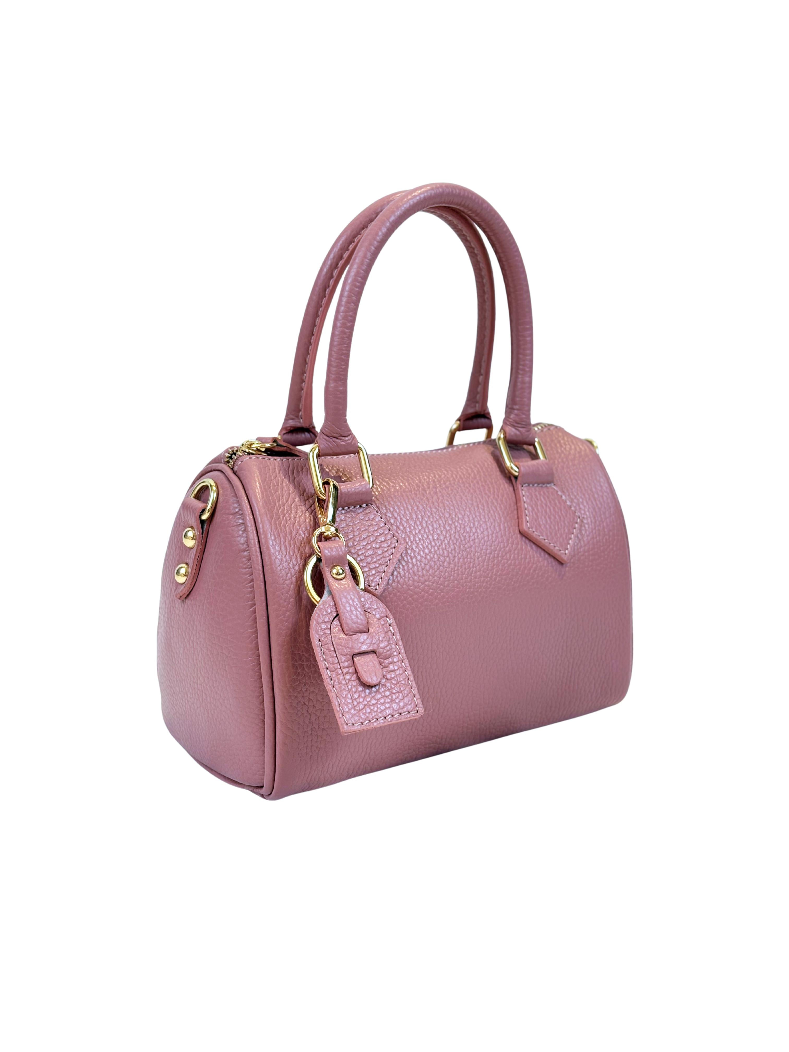 Borsa Bauletto Eloise in vera pelle (Personalizzabile)-Pink Babol