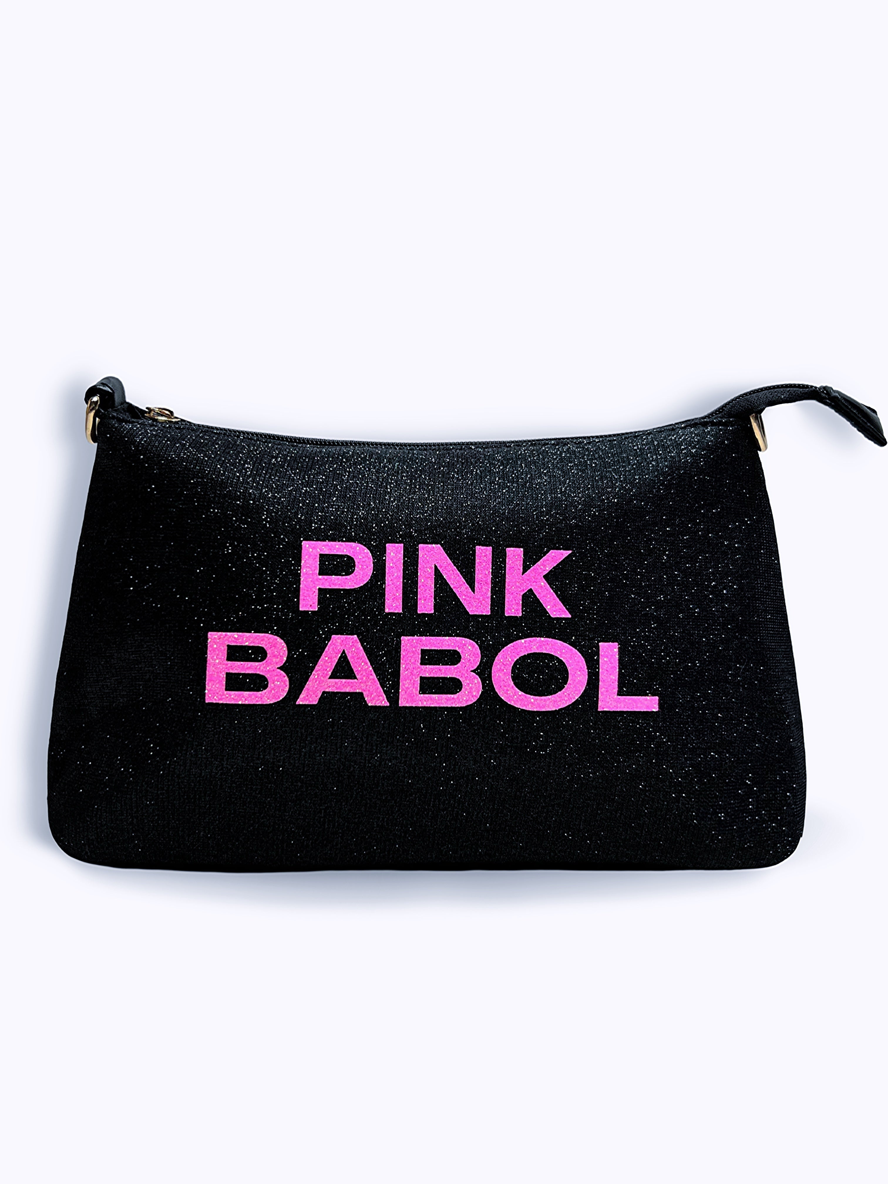 Borsa/Pochette Pink Babol glitterata con tracolla regolabile-Pink Babol