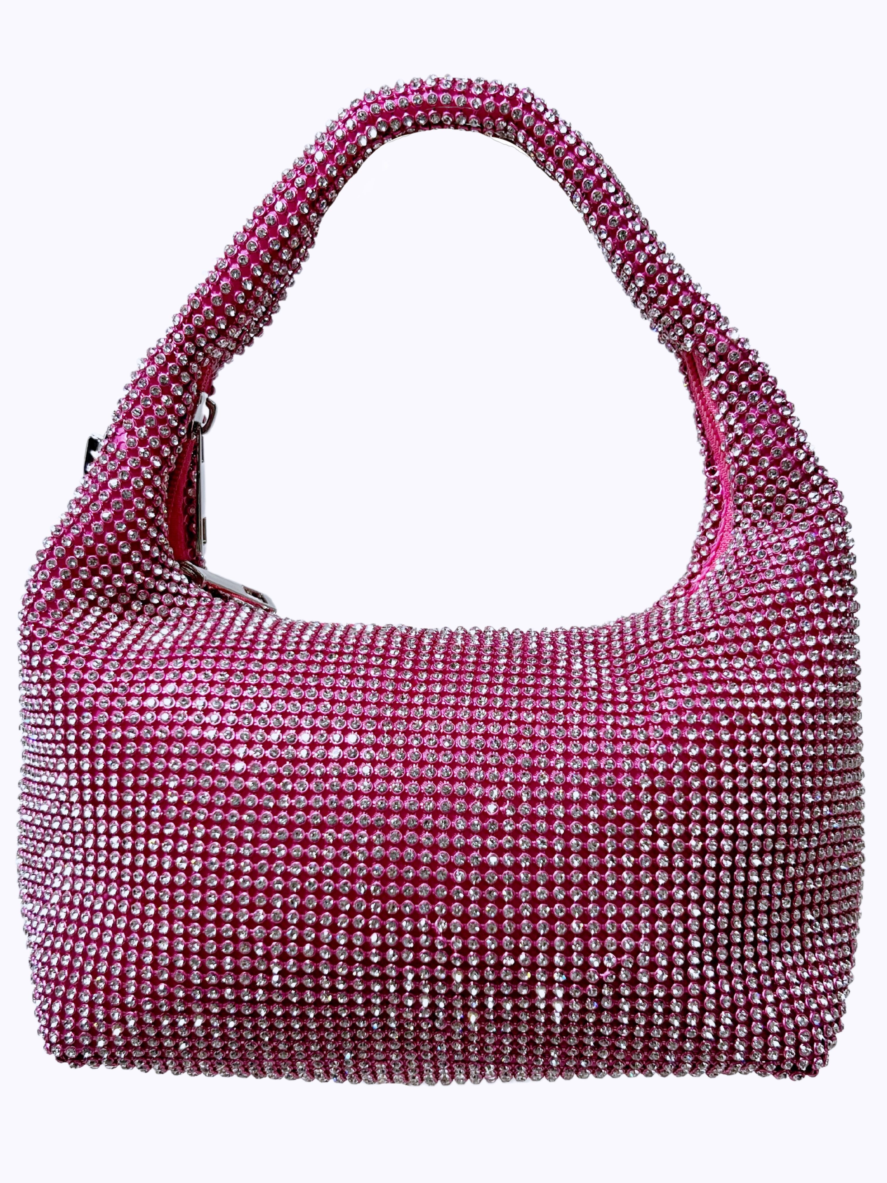Borsetta morbida in strass-Pink Babol