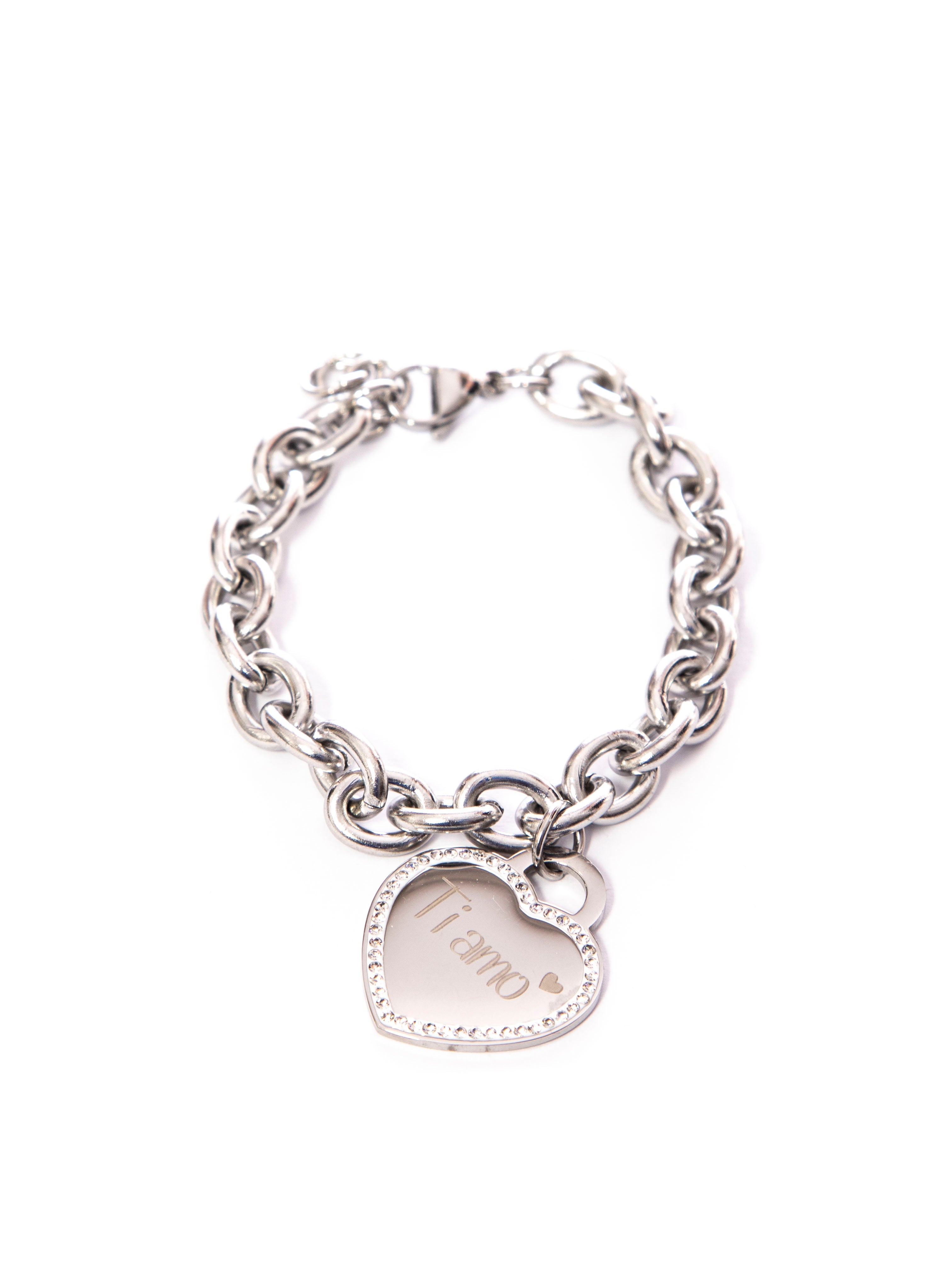 Bracciale cuore con frasi - Acciaio inox-Pink Babol