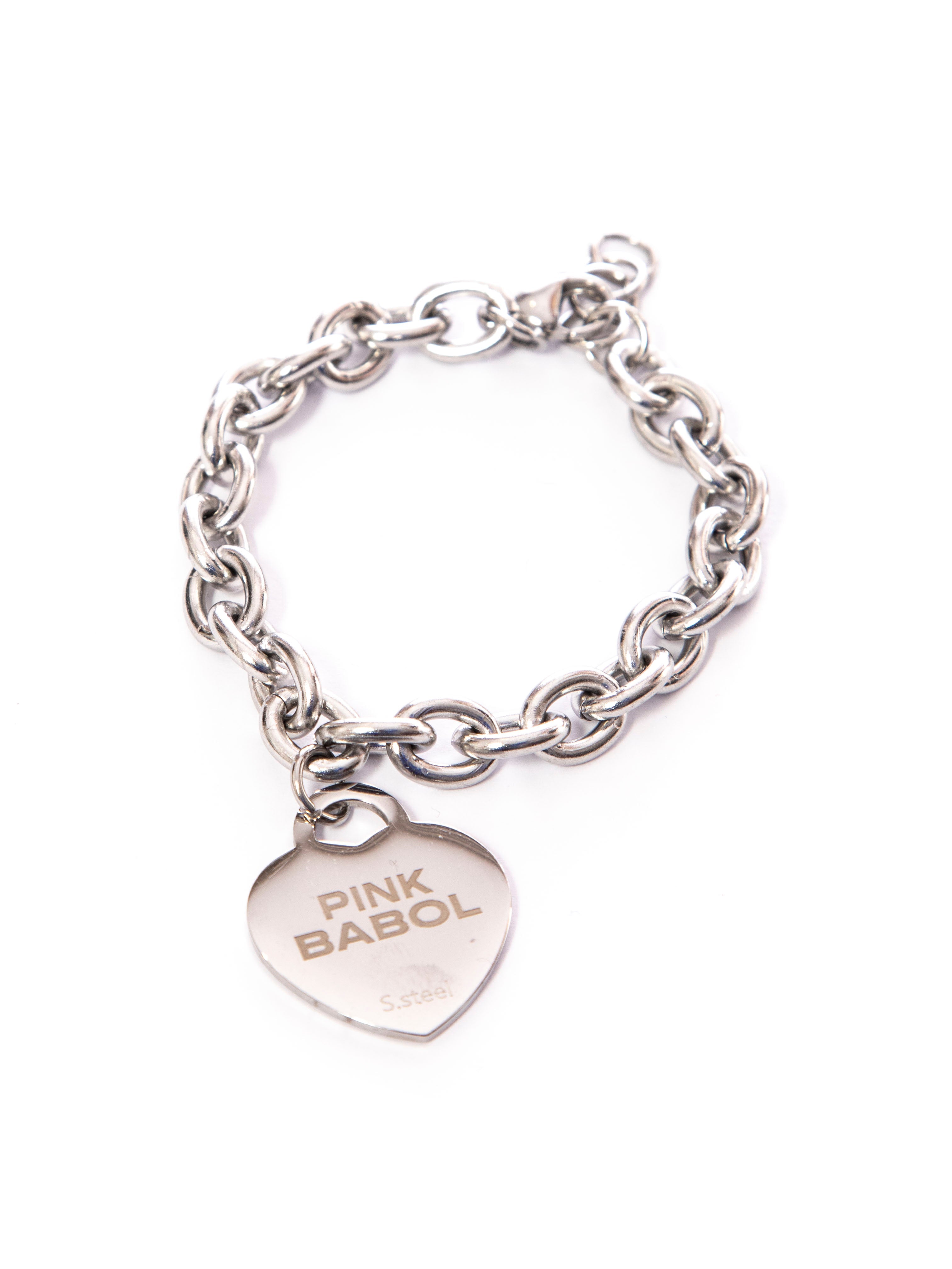 Bracciale cuore con frasi - Acciaio inox-Pink Babol