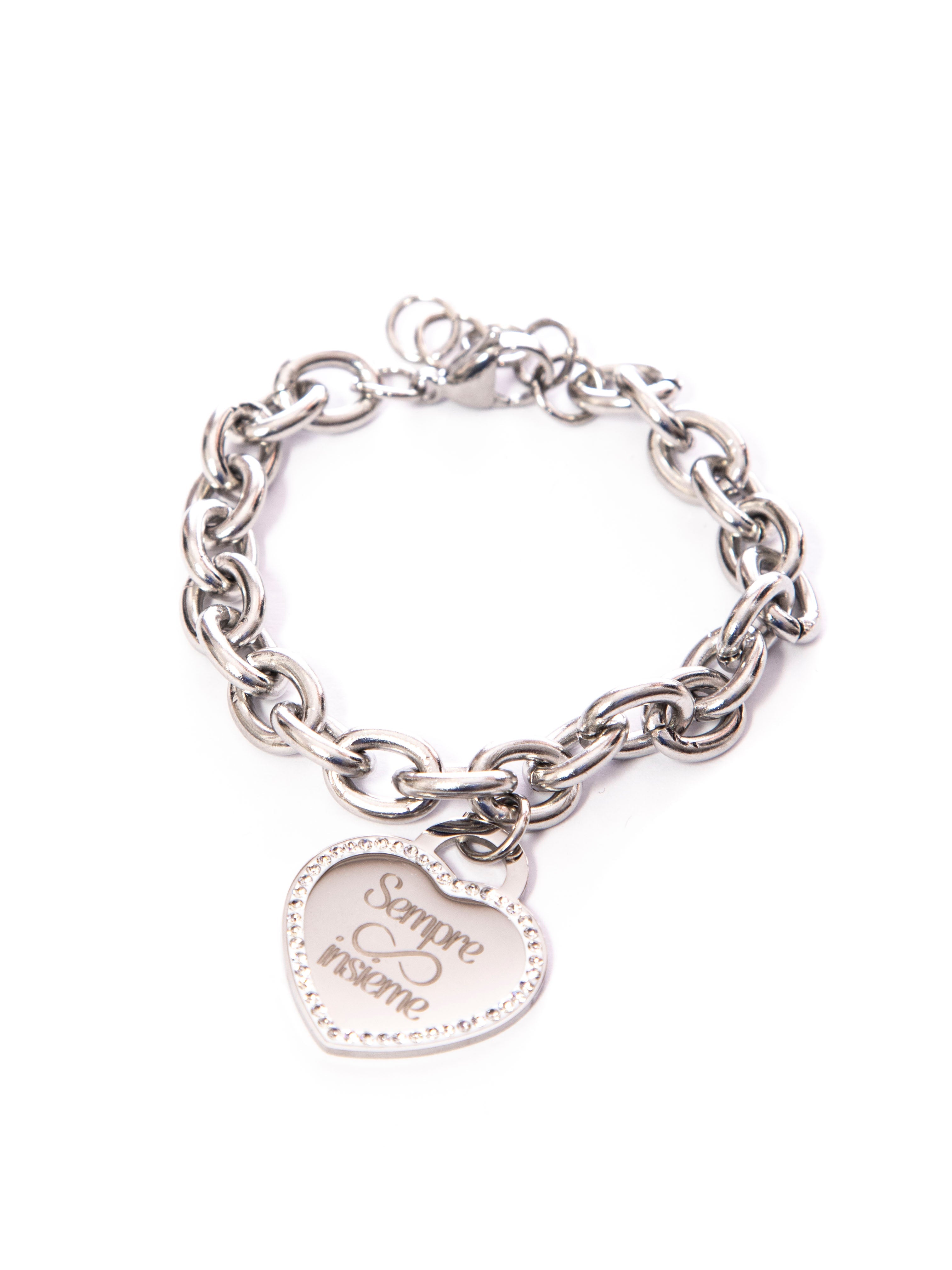 Bracciale cuore con frasi - Acciaio inox-Pink Babol