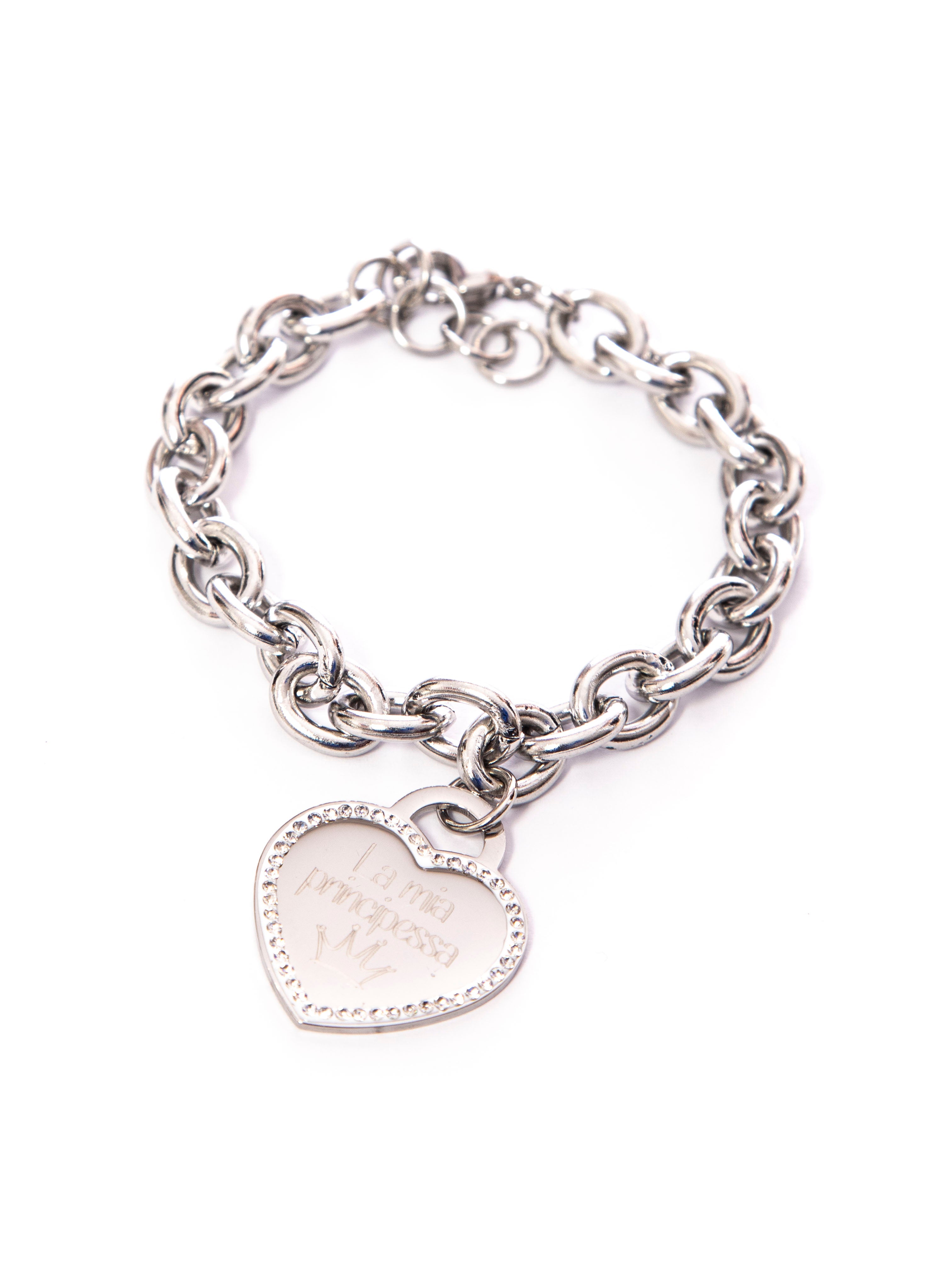 Bracciale cuore con frasi - Acciaio inox-Pink Babol