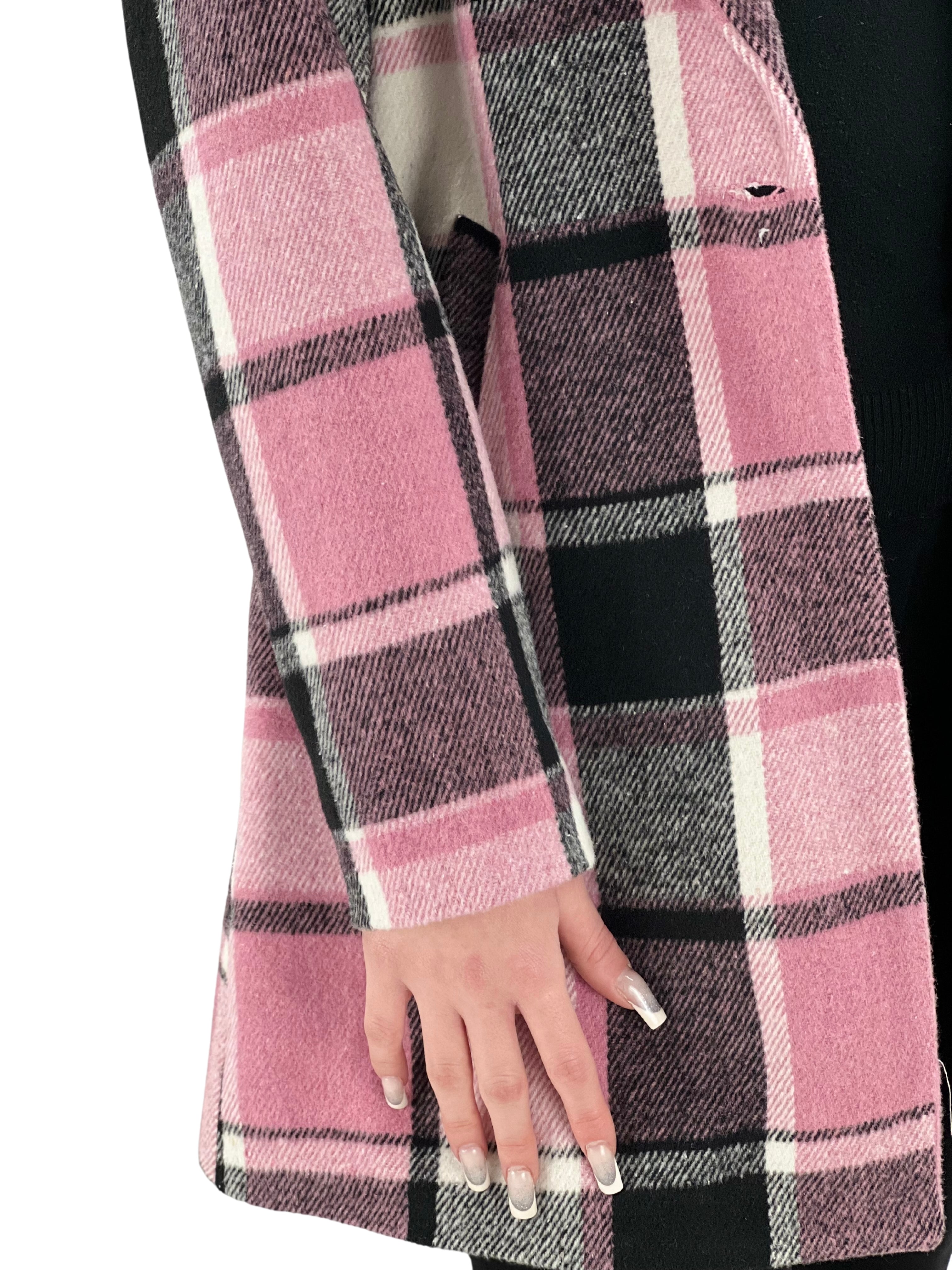 Cappotto a quadri con bottoni-Pink Babol