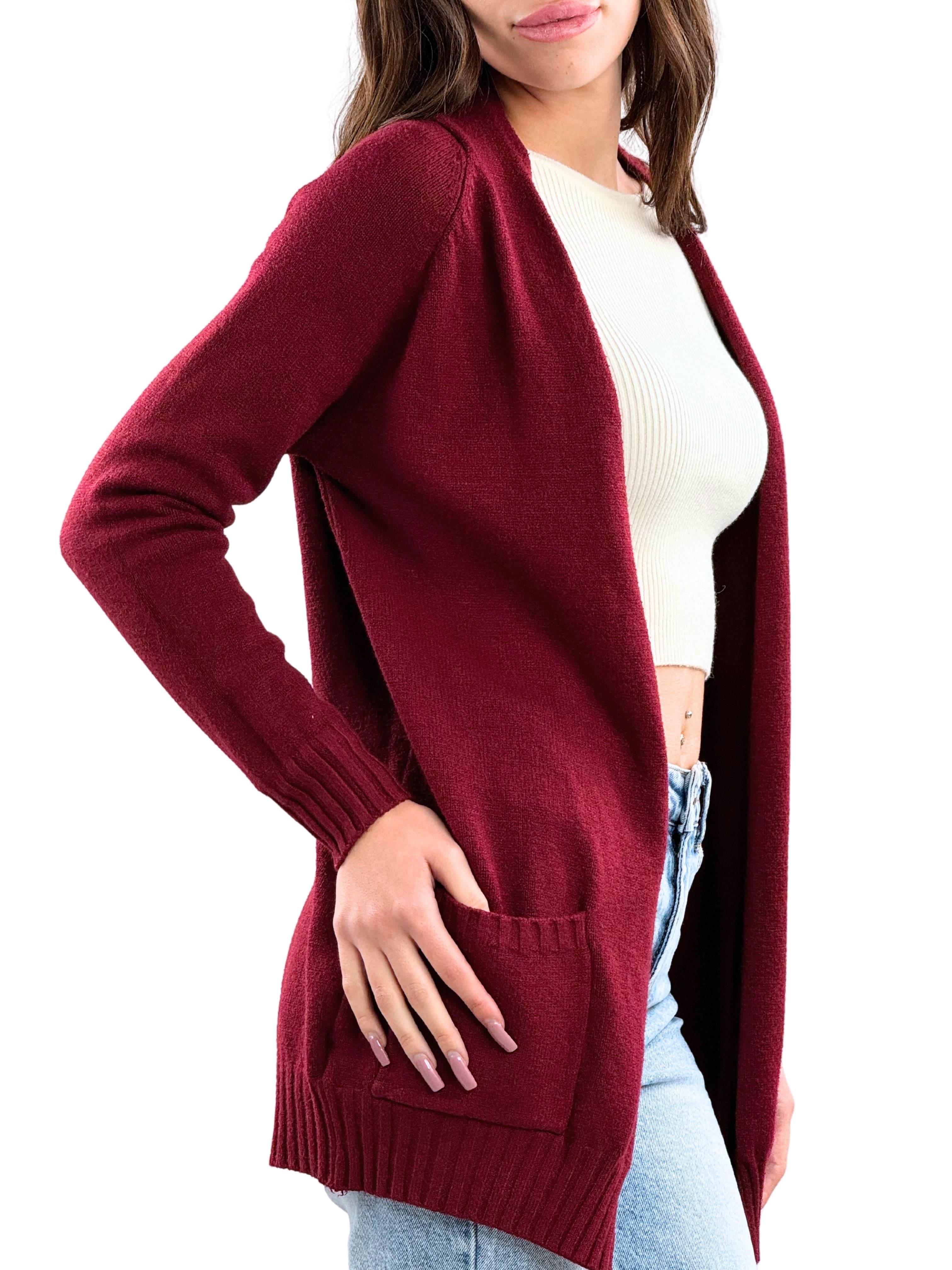 Cardigan con tasche in calda viscosa-Pink Babol