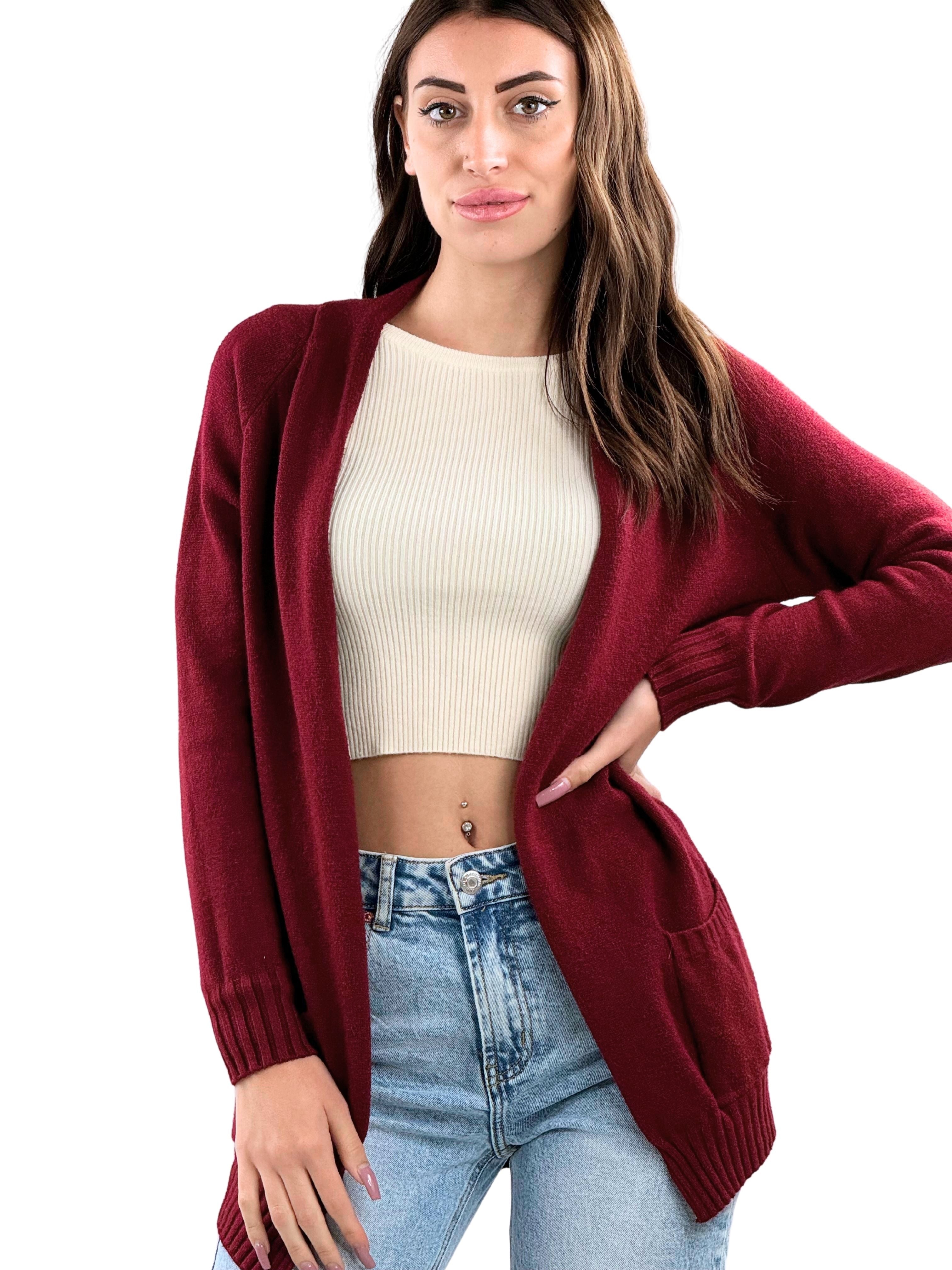 Cardigan con tasche in calda viscosa-Pink Babol