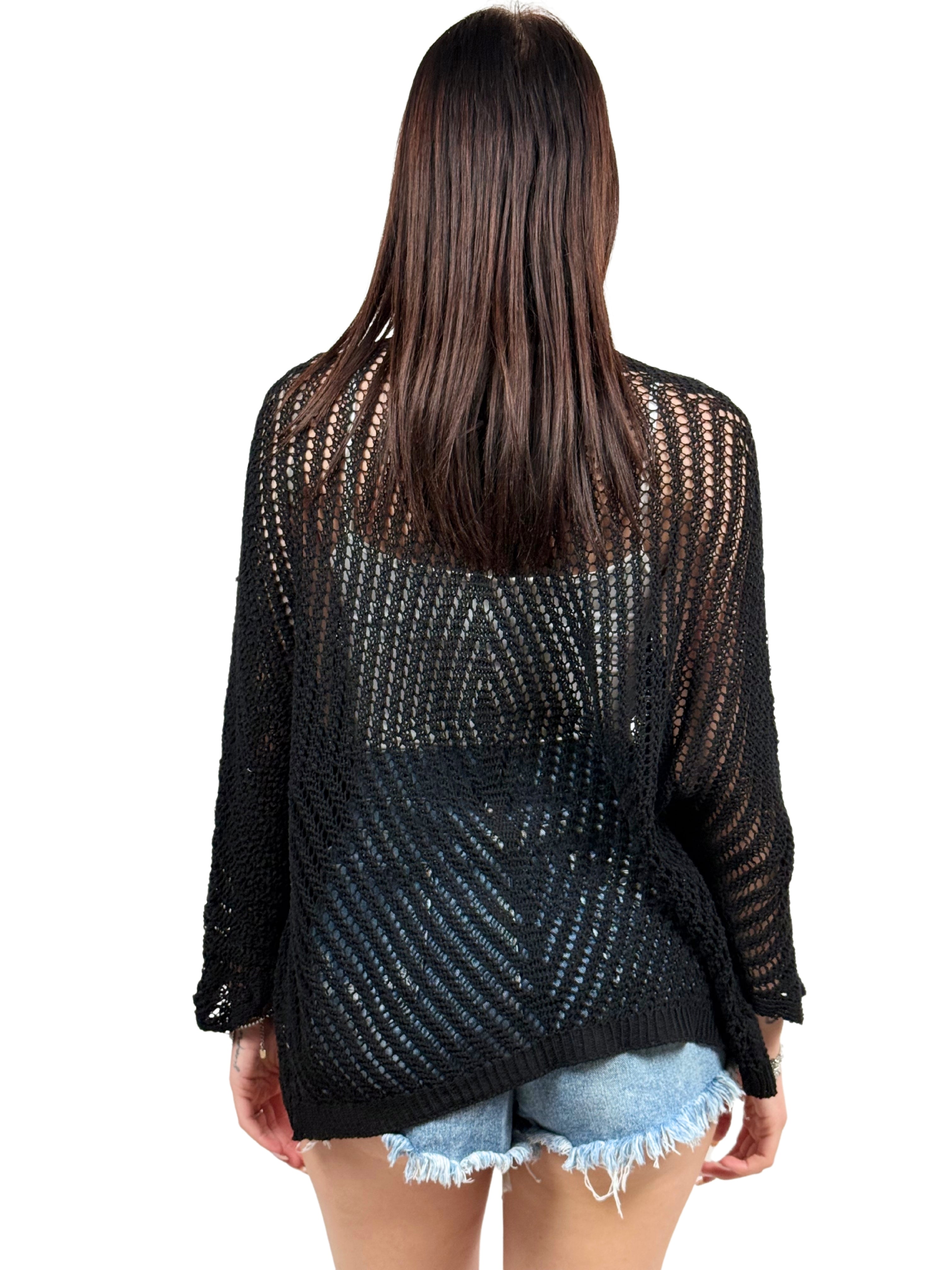 Cardigan corto traforato-Pink Babol