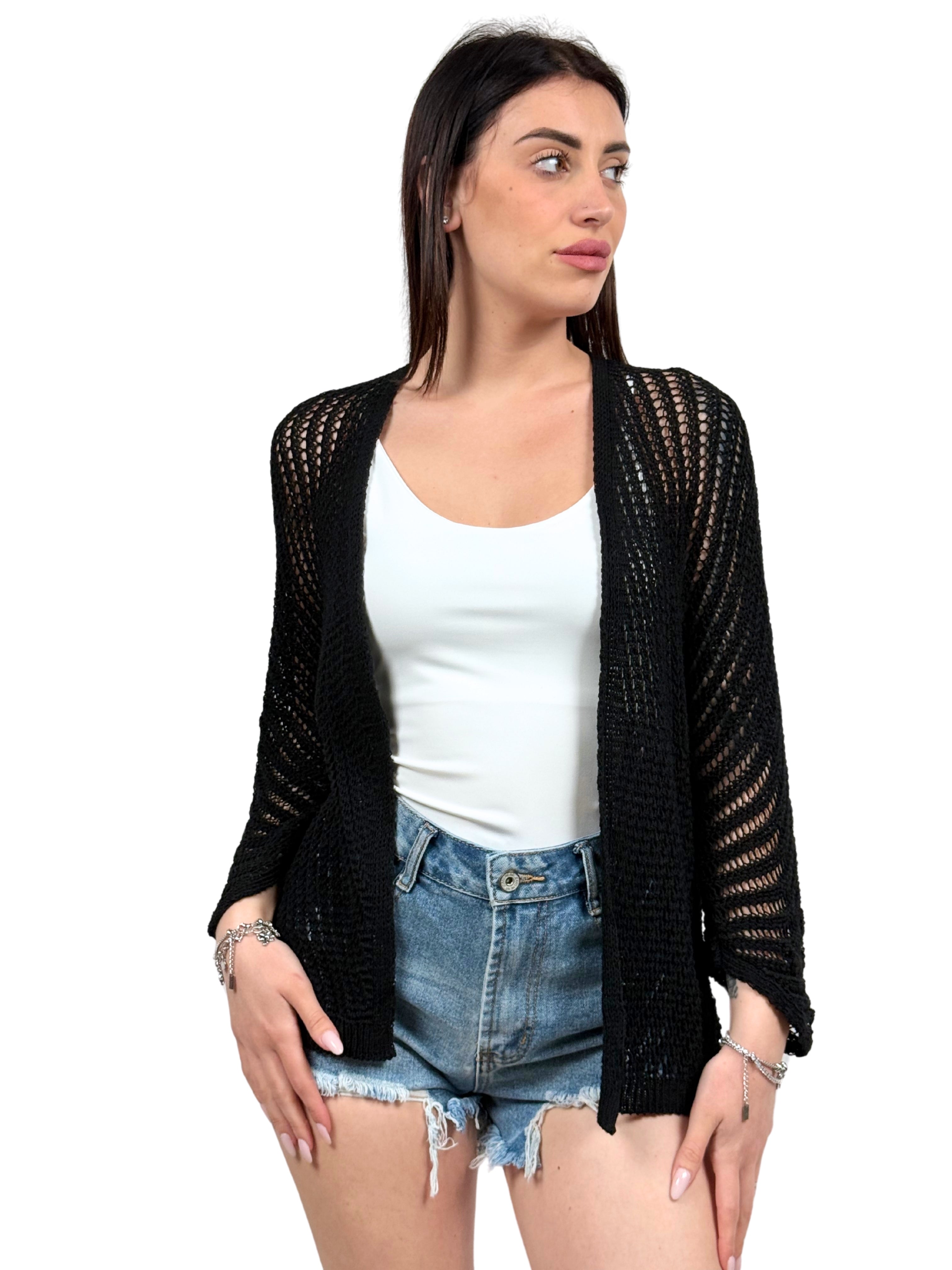 Cardigan corto traforato-Pink Babol