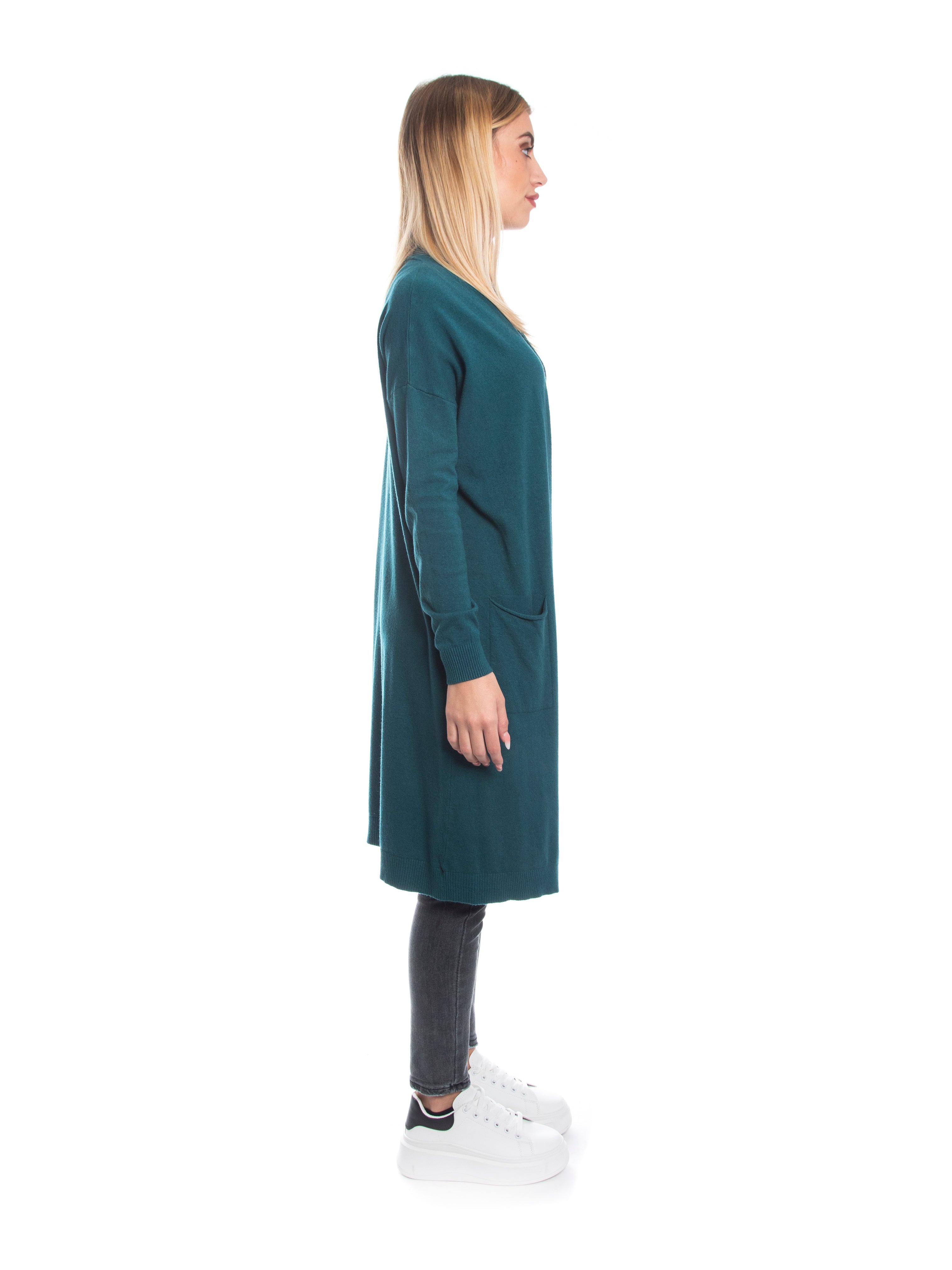 Cardigan spolverino calda viscosa con tasche-Pink Babol