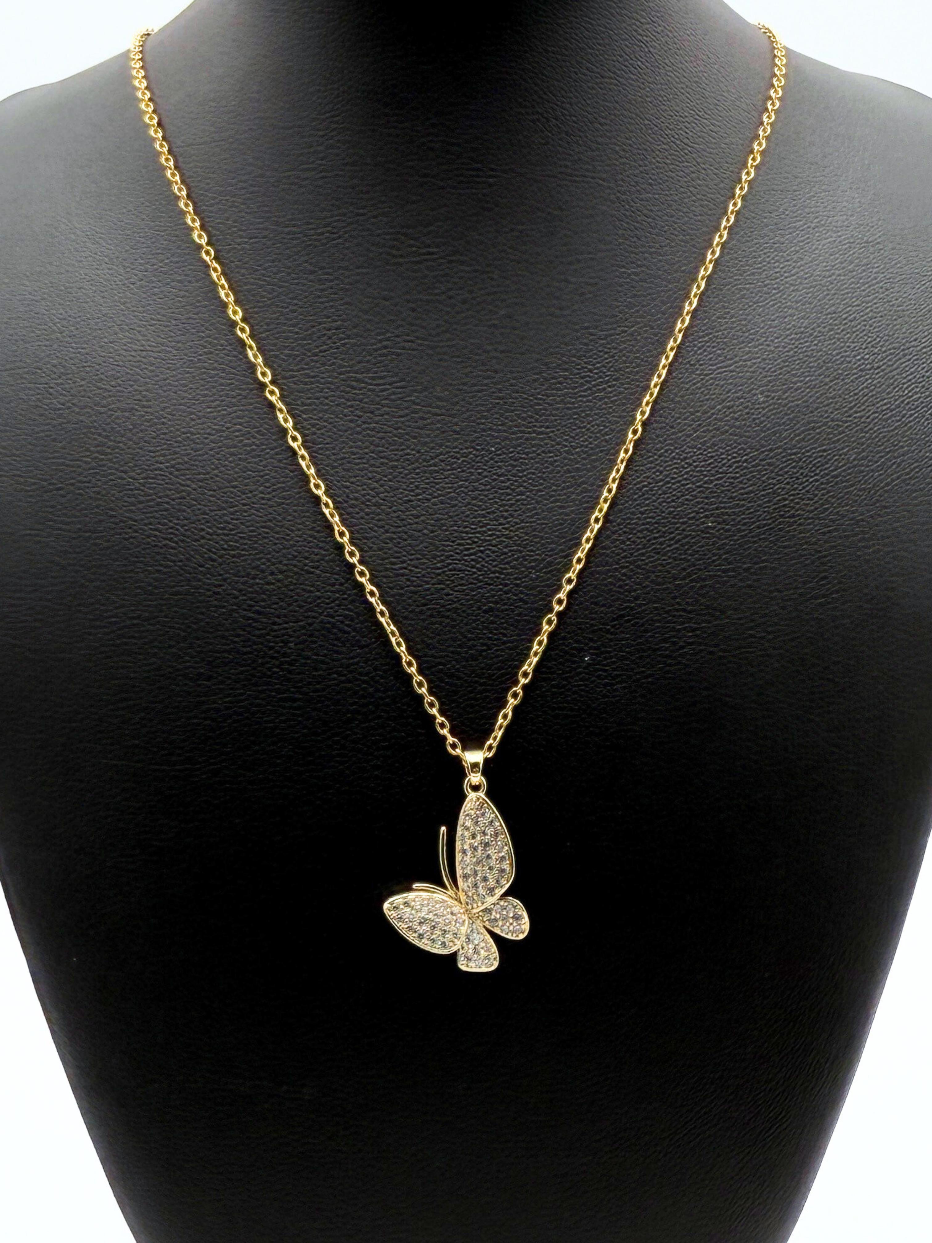 Collana Butterfly Strass-Pink Babol