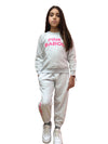 Completo tuta bambina cotone felpa girocollo + pantalone Pink Babol brick-Pink Babol