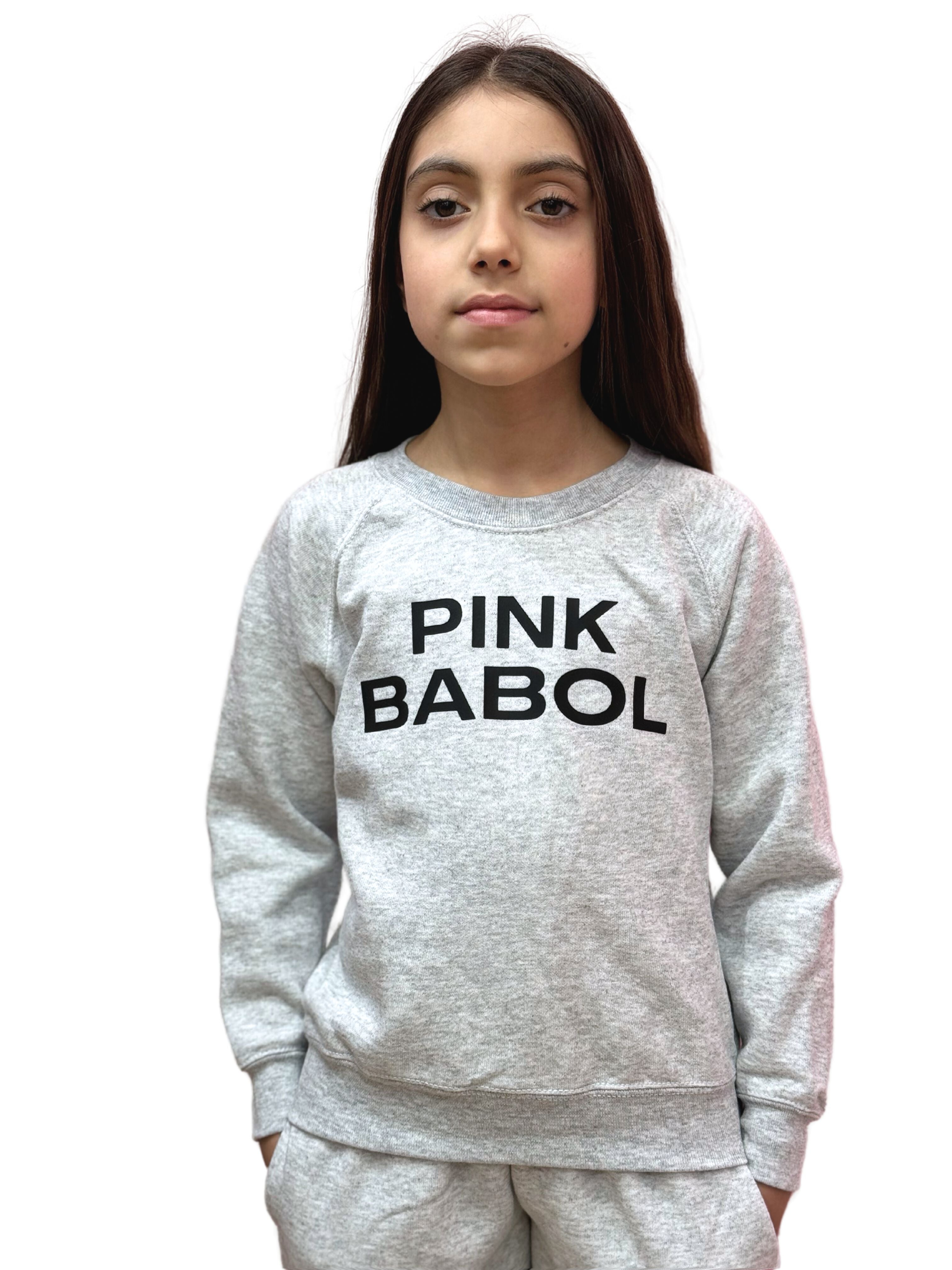 Completo tuta bambina cotone felpa girocollo + pantalone Pink Babol brick-Pink Babol