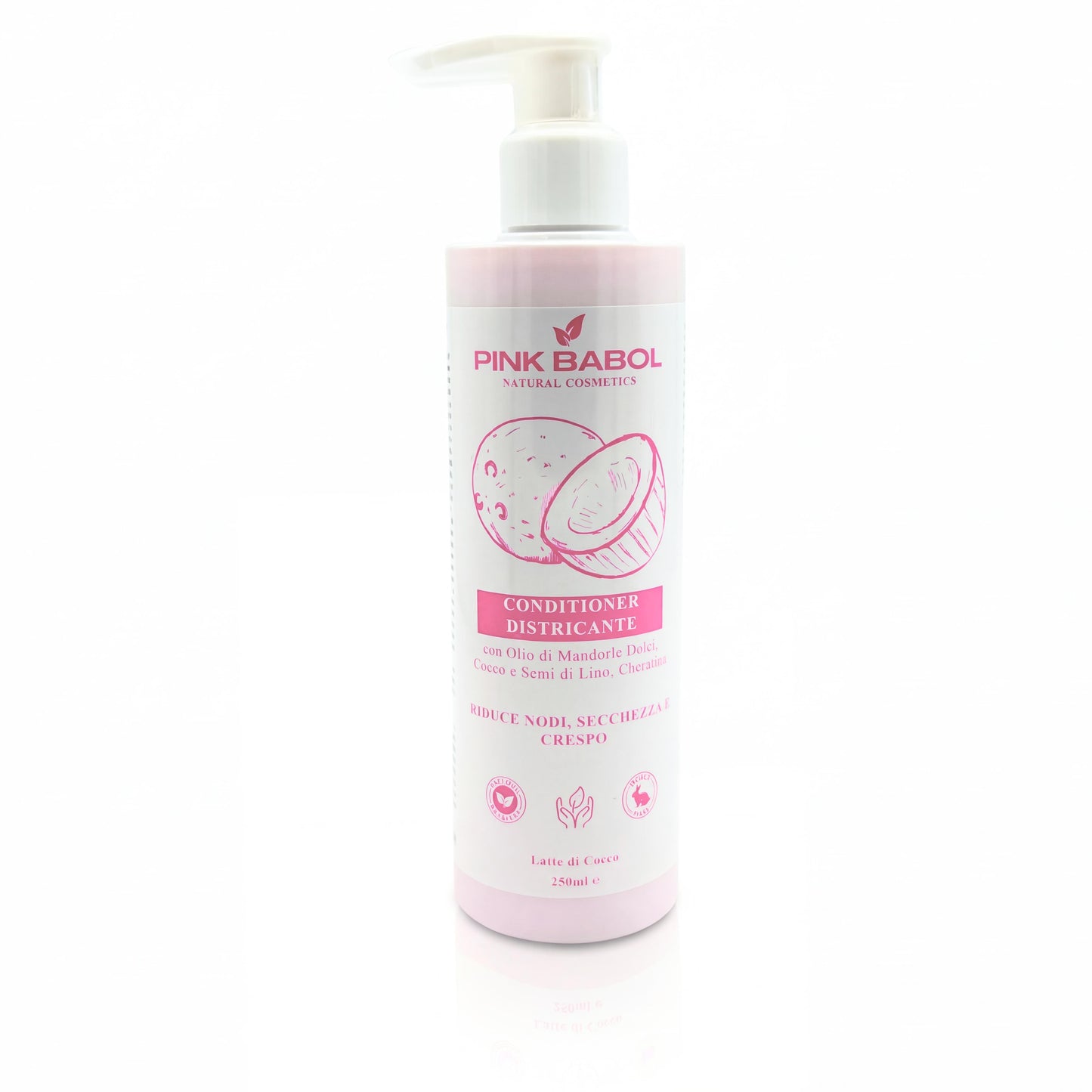 Conditioner Districante con Olio di Mandorle Dolci, Cocco e Semi di Lino, Cheratina – Riduce Nodi, Secchezza e Crespo-Pink Babol