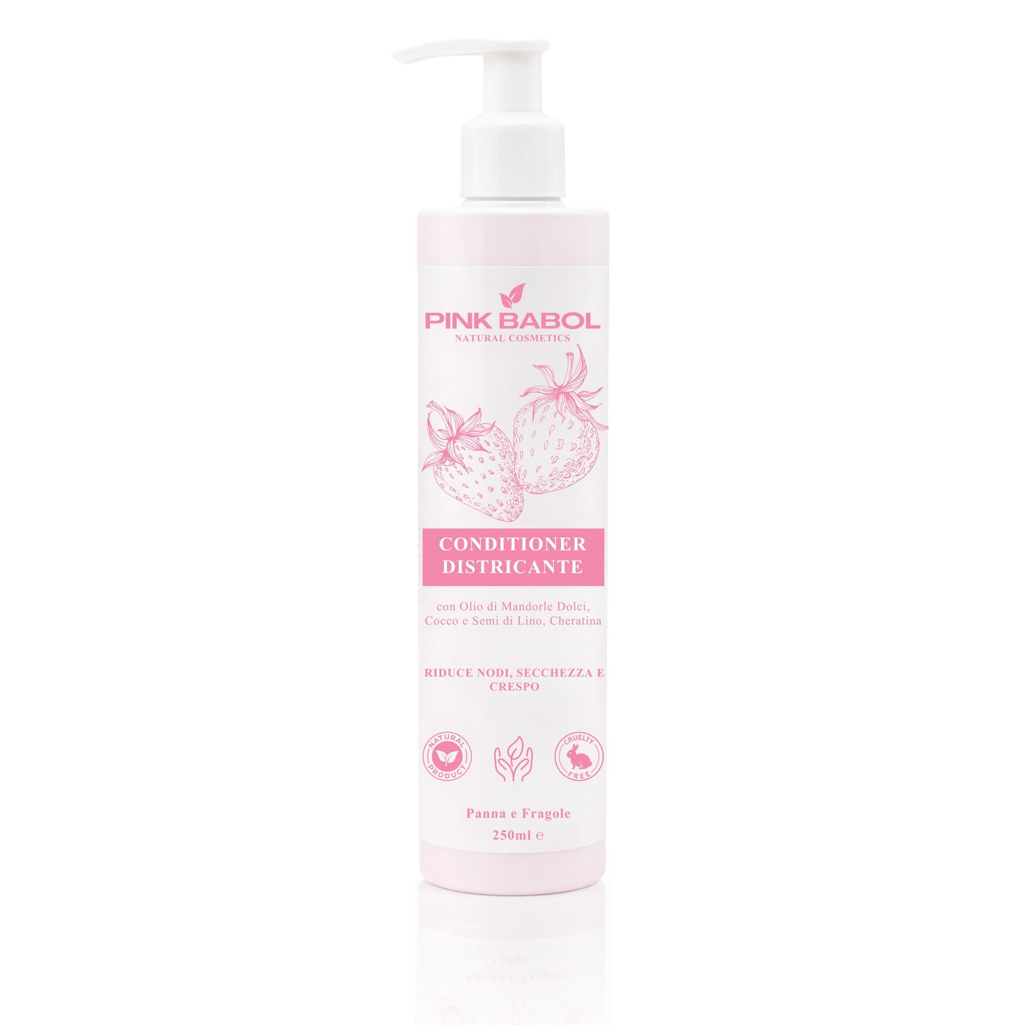 Conditioner Districante con Olio di Mandorle Dolci, Cocco e Semi di Lino, Cheratina – Riduce Nodi, Secchezza e Crespo-Pink Babol