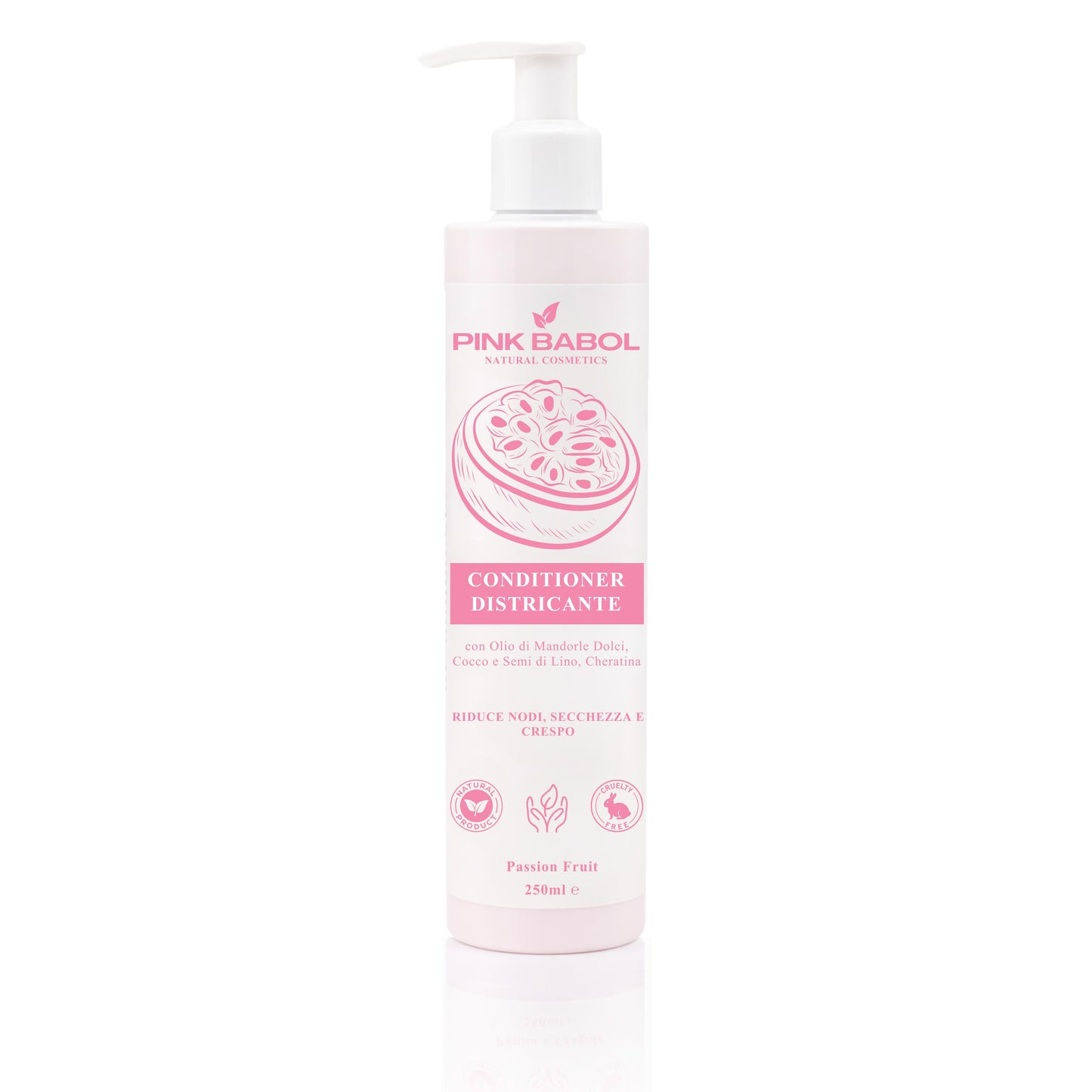 Conditioner Districante con Olio di Mandorle Dolci, Cocco e Semi di Lino, Cheratina – Riduce Nodi, Secchezza e Crespo-Pink Babol