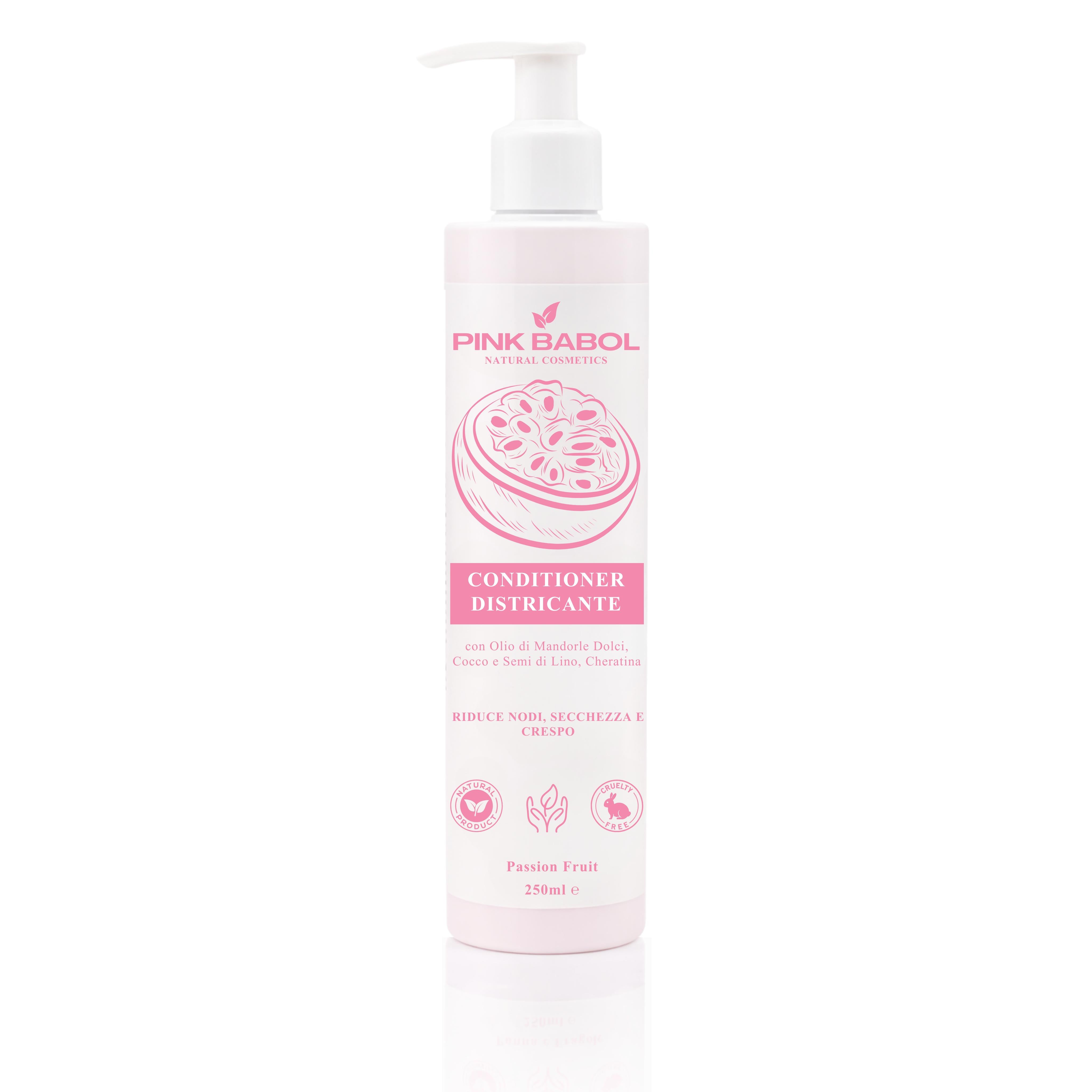 Conditioner Districante con Olio di Mandorle Dolci, Cocco e Semi di Lino, Cheratina – Riduce Nodi, Secchezza e Crespo-Pink Babol
