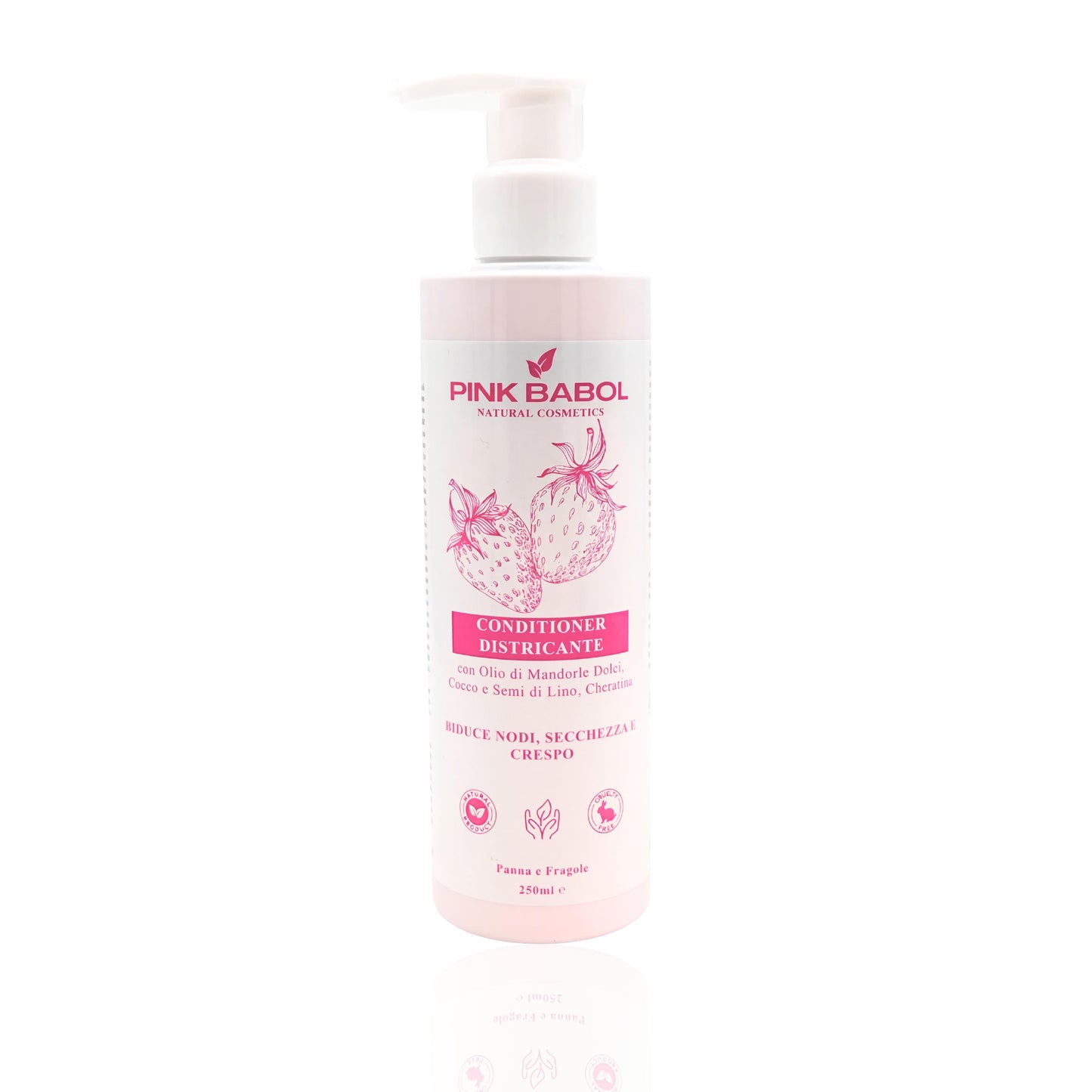Conditioner Districante con Olio di Mandorle Dolci, Cocco e Semi di Lino, Cheratina – Riduce Nodi, Secchezza e Crespo-Pink Babol