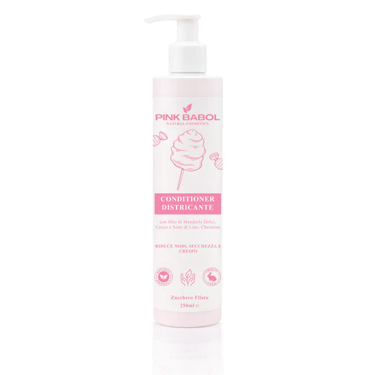 Conditioner Districante con Olio di Mandorle Dolci, Cocco e Semi di Lino, Cheratina – Riduce Nodi, Secchezza e Crespo-Pink Babol