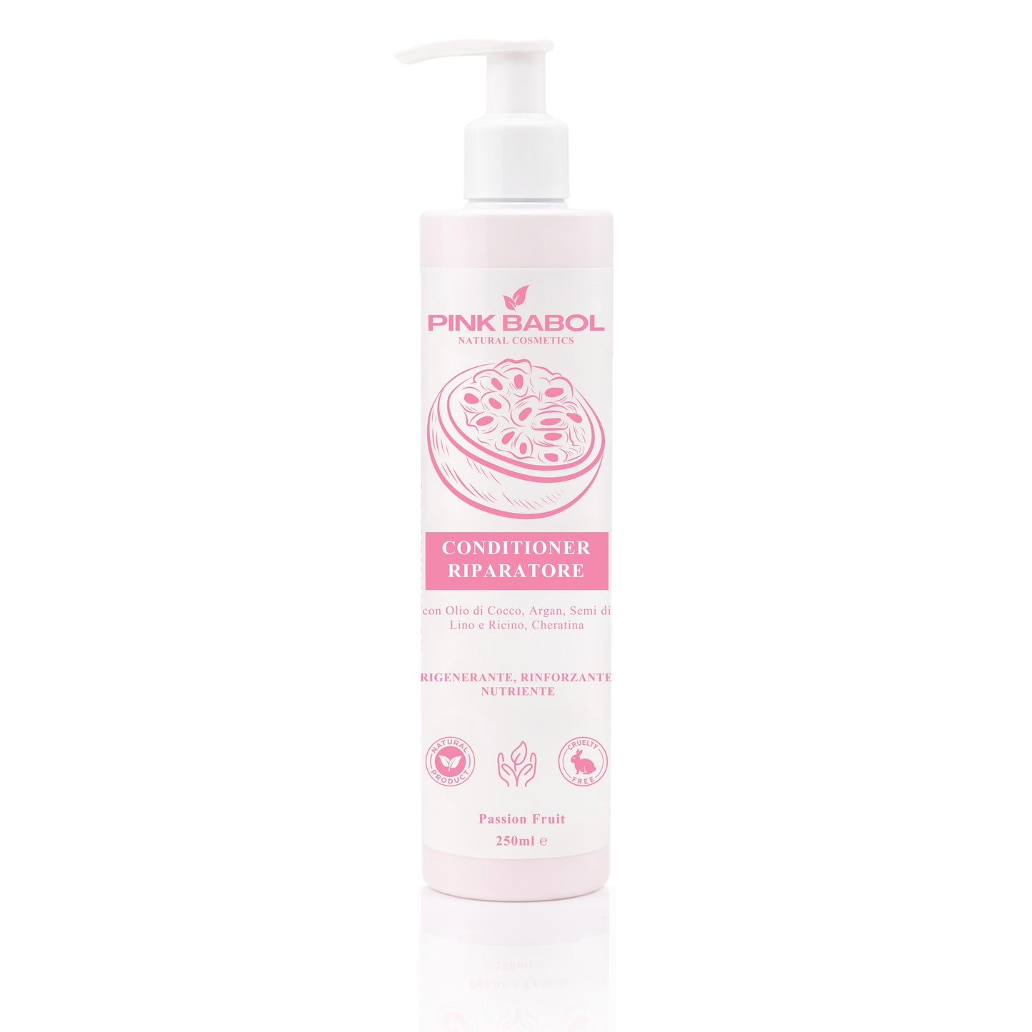 Conditioner Riparatore con Olio di Cocco, Argan, Semi di Lino e Ricino, Cheratina - Rigenerante, Rinforzante, Nutriente-Pink Babol