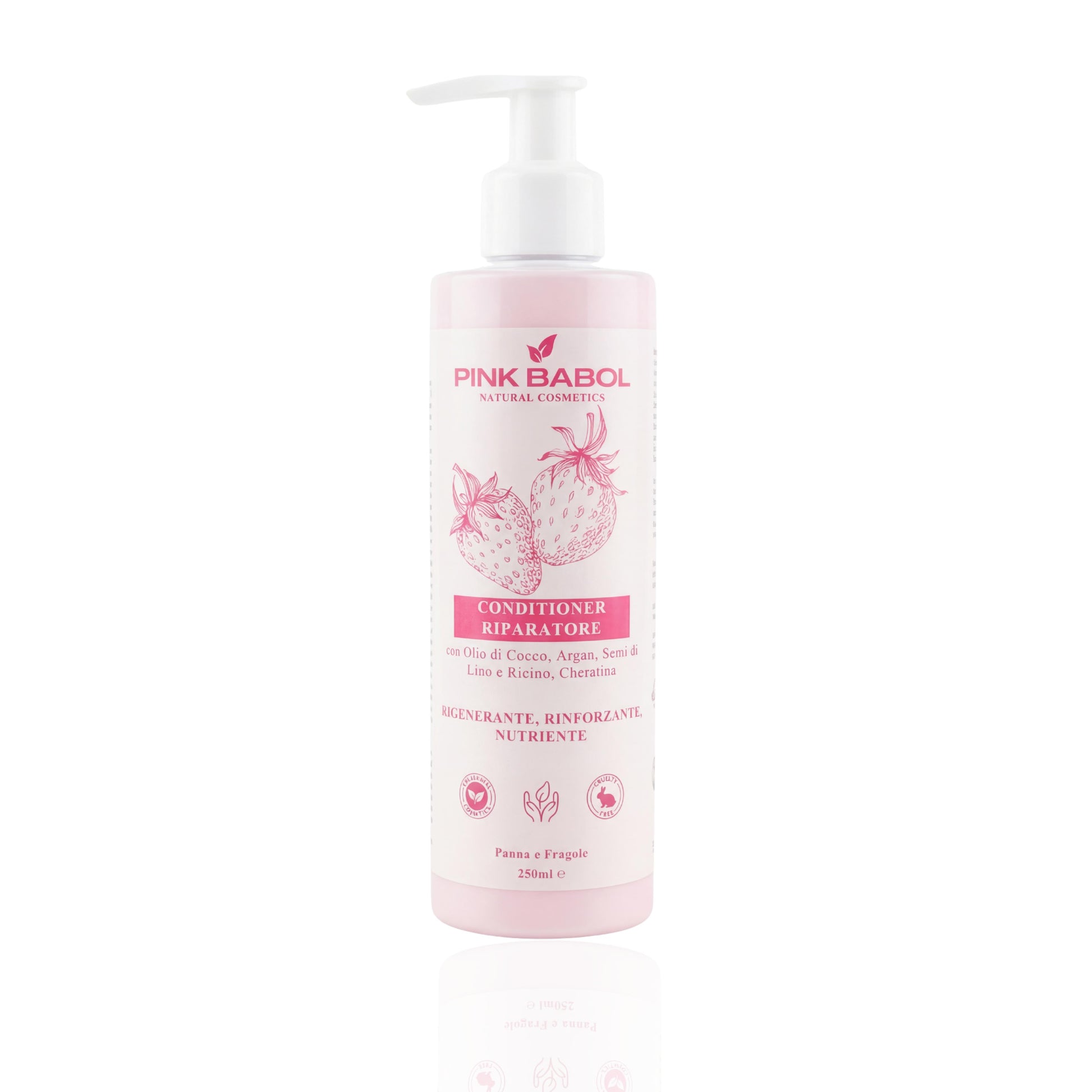 Conditioner Riparatore con Olio di Cocco, Argan, Semi di Lino e Ricino, Cheratina - Rigenerante, Rinforzante, Nutriente-Pink Babol