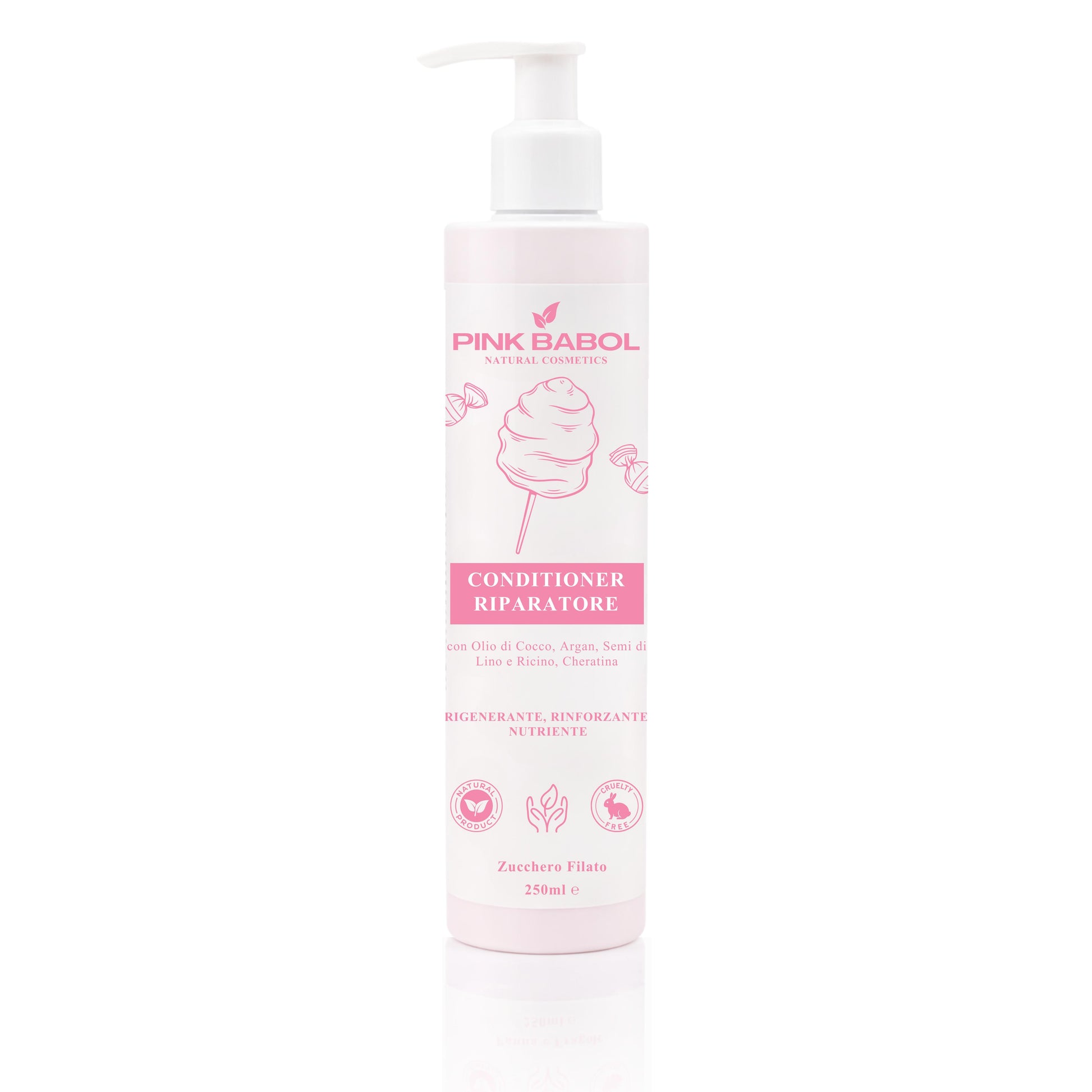 Conditioner Riparatore con Olio di Cocco, Argan, Semi di Lino e Ricino, Cheratina - Rigenerante, Rinforzante, Nutriente-Pink Babol