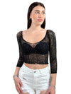 Coordinato in Rete con Strass – Maglia a Maniche tre quarti + Slip Abbinato-Pink Babol