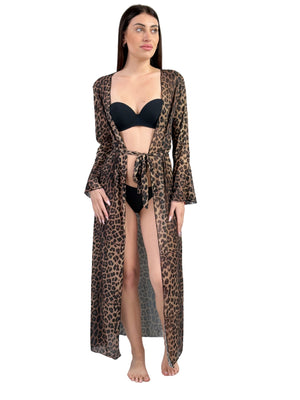 Copricostume kimono lungo manica a campana-Pink Babol