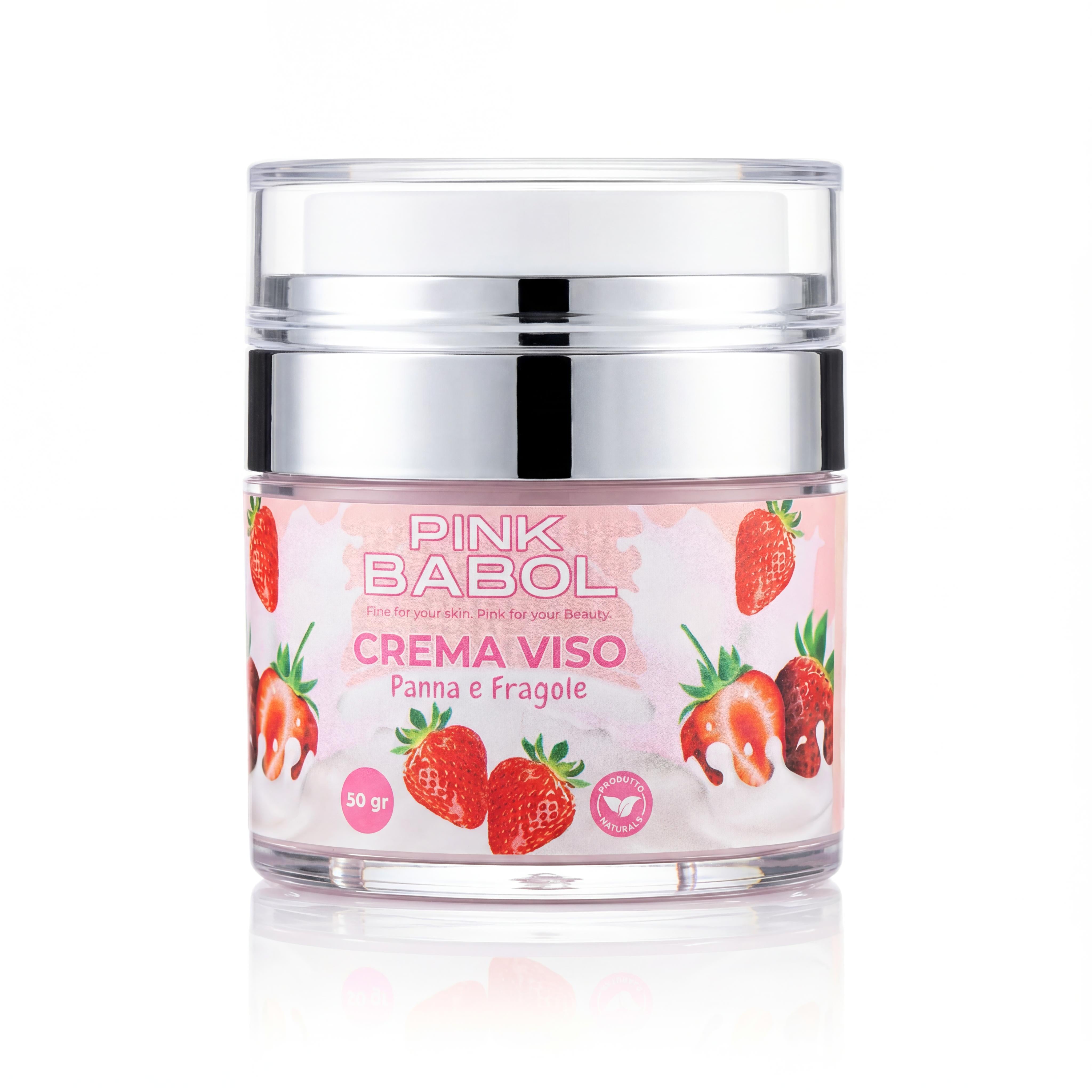 Crema Idratante Viso Giorno con Acido Ialuronico, Aloe Vera, Olio di Jojoba, Burro di Karité e Vitamina E – Rigenerante, Illuminante, Lenitiva, Nutriente e Antietà Naturale-Pink Babol