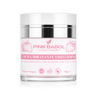 Crema Idratante Viso Giorno con Acido Ialuronico, Aloe Vera, Olio di Jojoba, Burro di Karité e Vitamina E – Rigenerante, Illuminante, Lenitiva, Nutriente e Antietà Naturale-Pink Babol