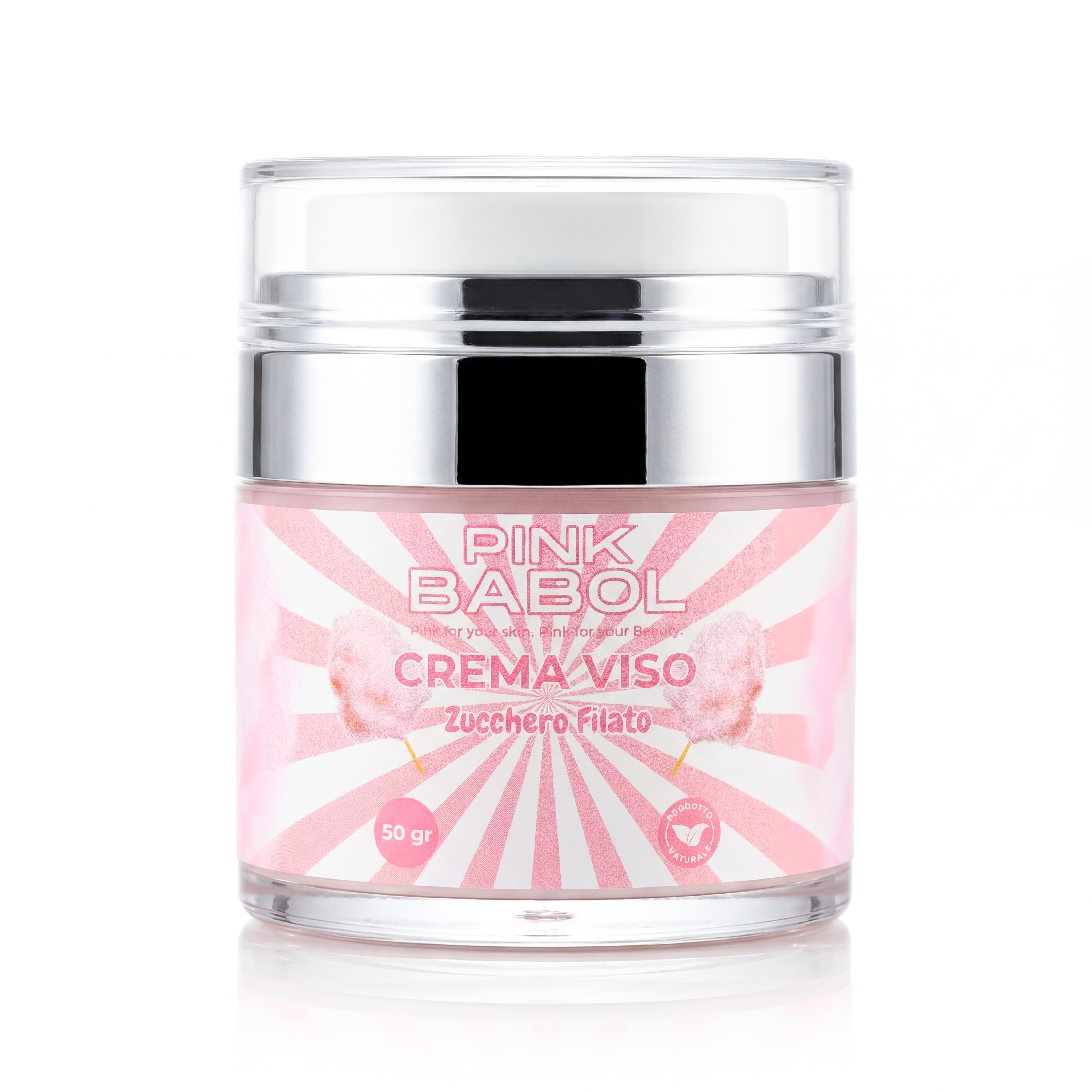 Crema Idratante Viso Giorno con Acido Ialuronico, Aloe Vera, Olio di Jojoba, Burro di Karité e Vitamina E – Rigenerante, Illuminante, Lenitiva, Nutriente e Antietà Naturale-Pink Babol