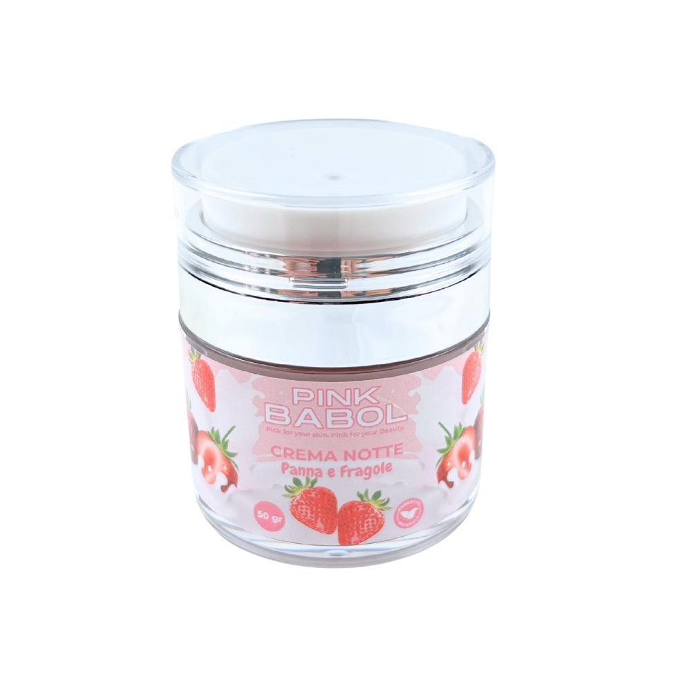 Crema Viso Notte con Acido Ialuronico, Burro di Karité, Vitamine A ed E e Olio di Rosa Selvatica – Rigenerante, Nutriente e Illuminante, Antiage Naturale-Pink Babol