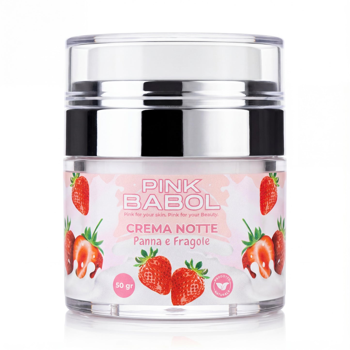 Crema Viso Notte con Acido Ialuronico, Burro di Karité, Vitamine A ed E e Olio di Rosa Selvatica – Rigenerante, Nutriente e Illuminante, Antiage Naturale-Pink Babol