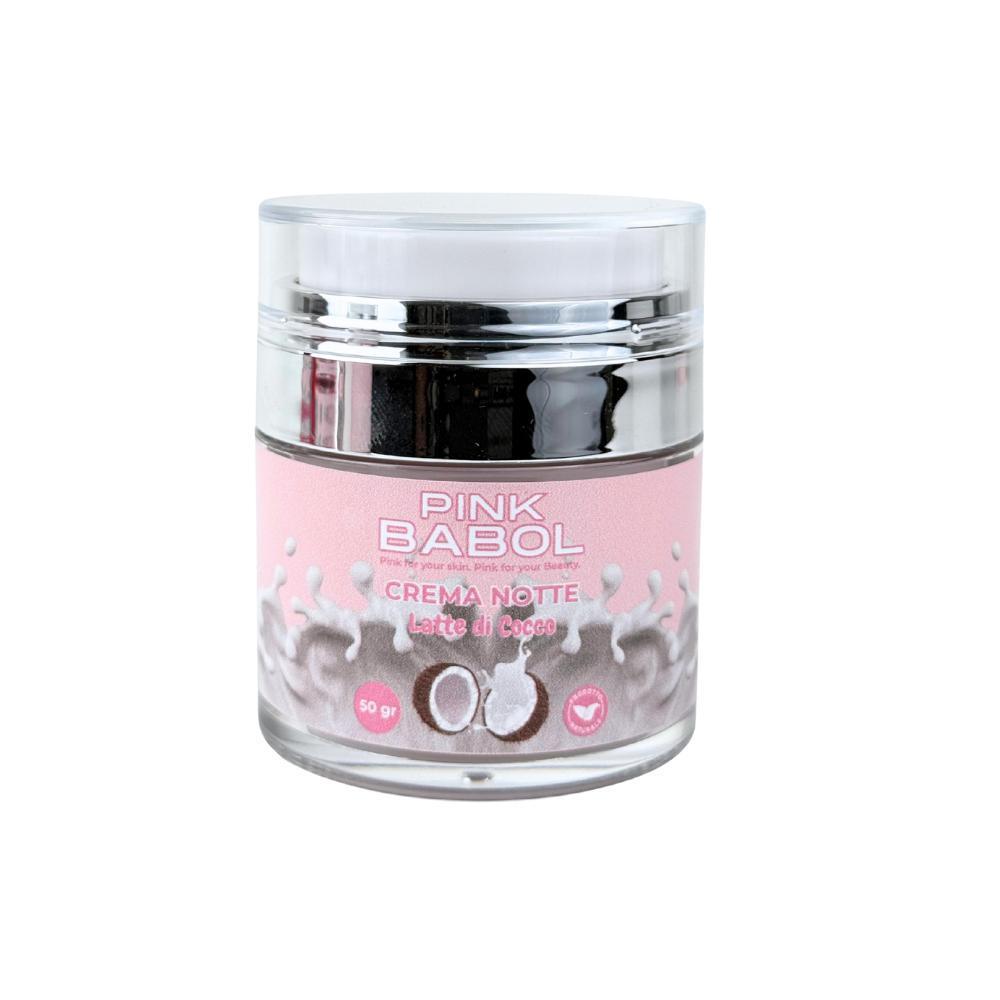 Crema Viso Notte con Acido Ialuronico, Burro di Karité, Vitamine A ed E e Olio di Rosa Selvatica – Rigenerante, Nutriente e Illuminante, Antiage Naturale-Pink Babol