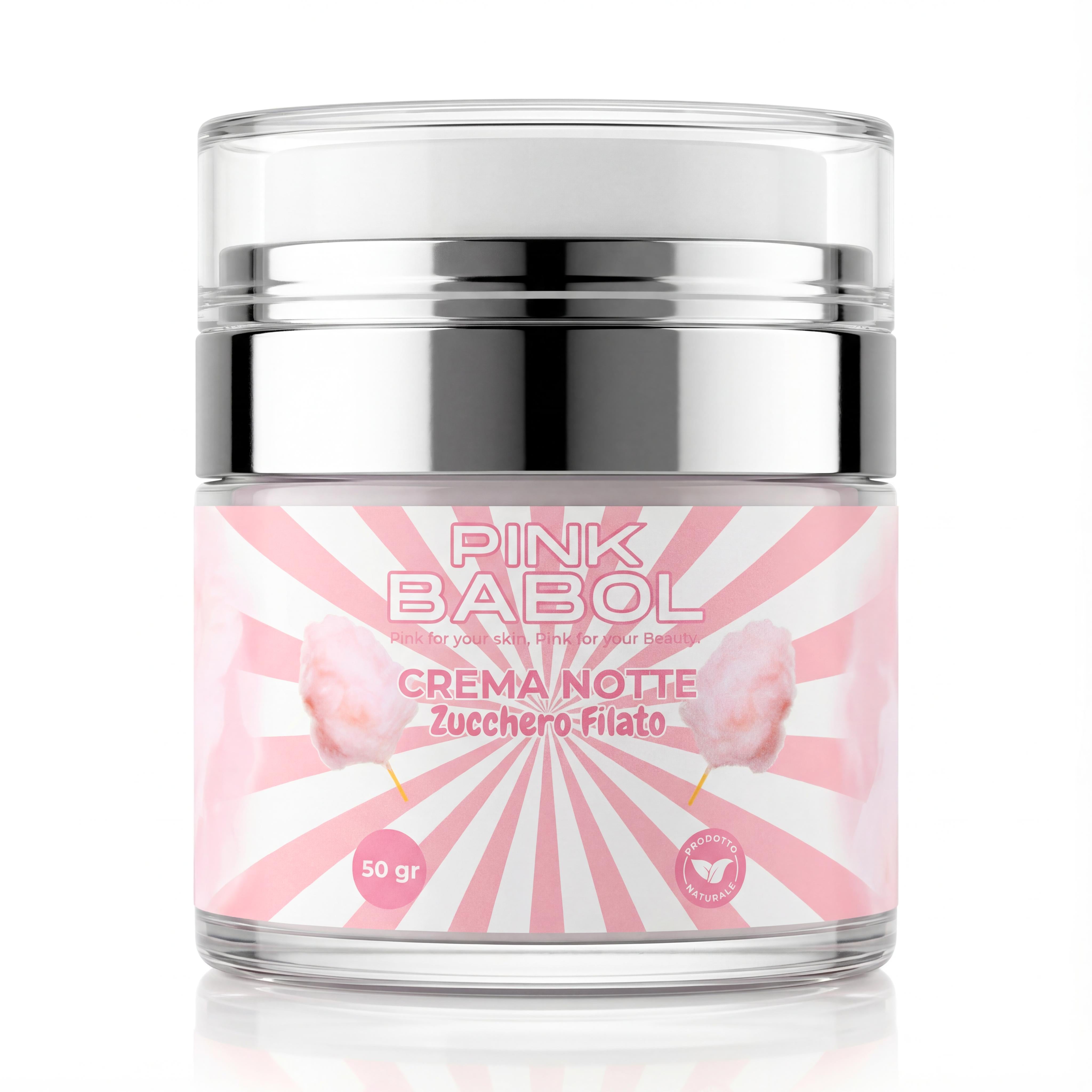 Crema Viso Notte con Acido Ialuronico, Burro di Karité, Vitamine A ed E e Olio di Rosa Selvatica – Rigenerante, Nutriente e Illuminante, Antiage Naturale-Pink Babol