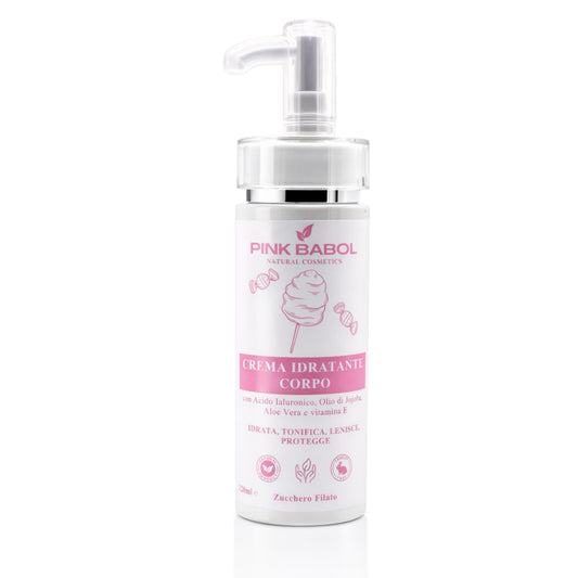 Crema idratante corpo con Acido ialuronico, Olio di Jojoba, Aloe Vera, Vitamina E-Pink Babol