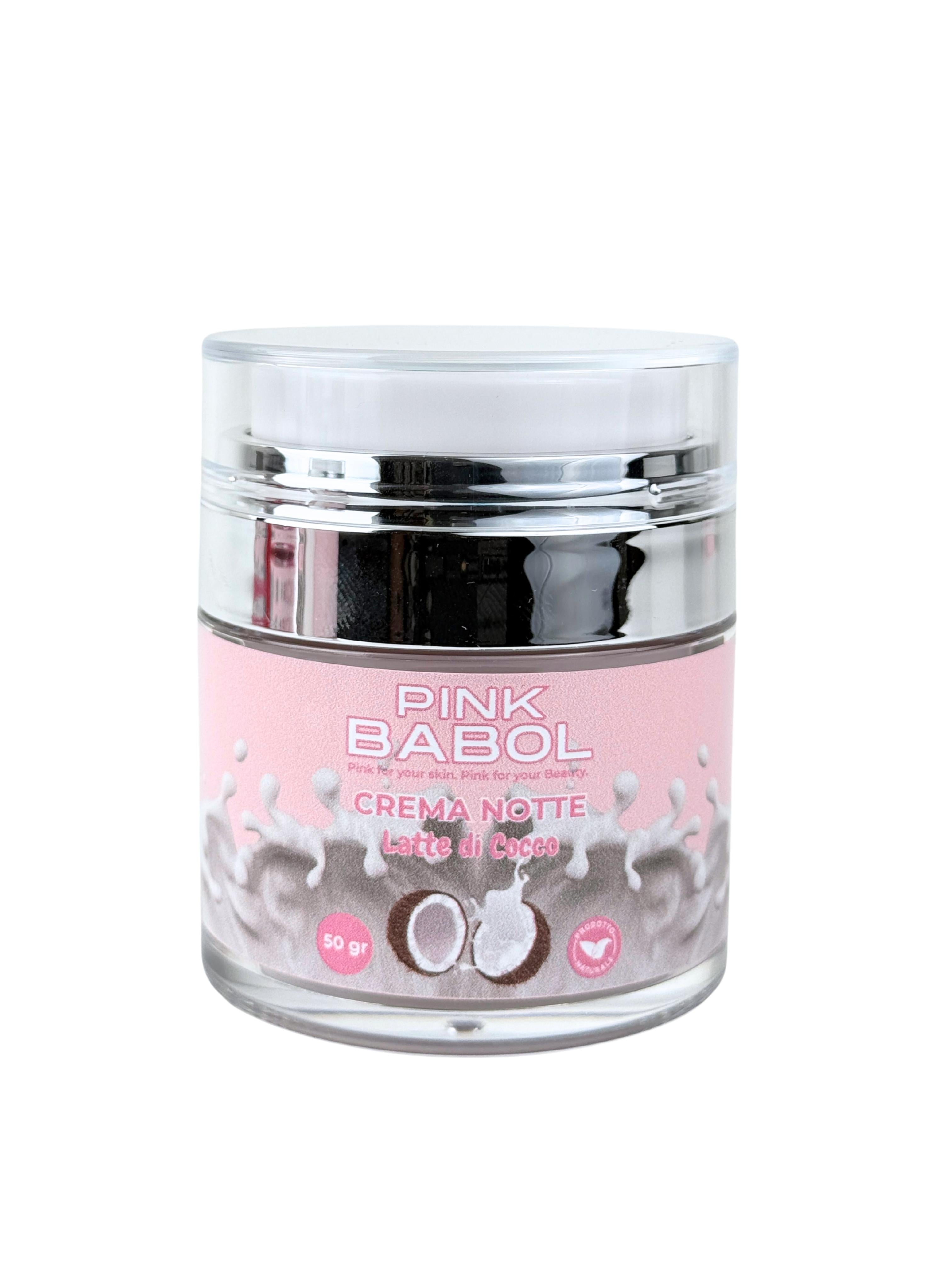 Crema viso notte con Acido ialuronico, Burro di Karitè, vitamina A, vitamina E, Olio di Rosa Selvatica-Pink Babol