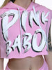 Felpa Crop Smanicata con Cappuccio Pink Babol Paint-Pink Babol