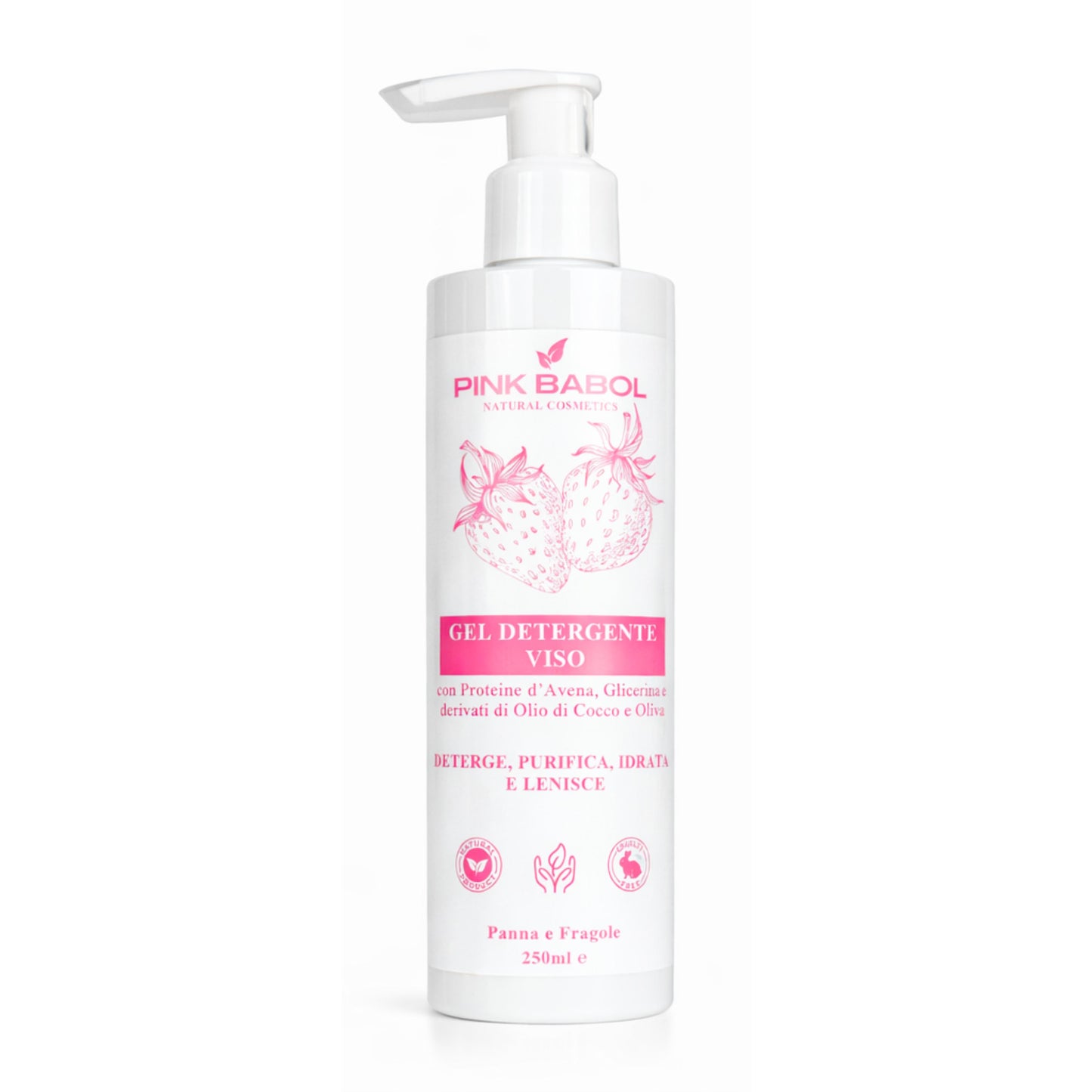 Gel Detergente Viso con Proteine d’Avena, Glicerina e derivati di Olio di Cocco e Oliva – Deterge, Purifica, Idrata e Lenisce-Pink Babol