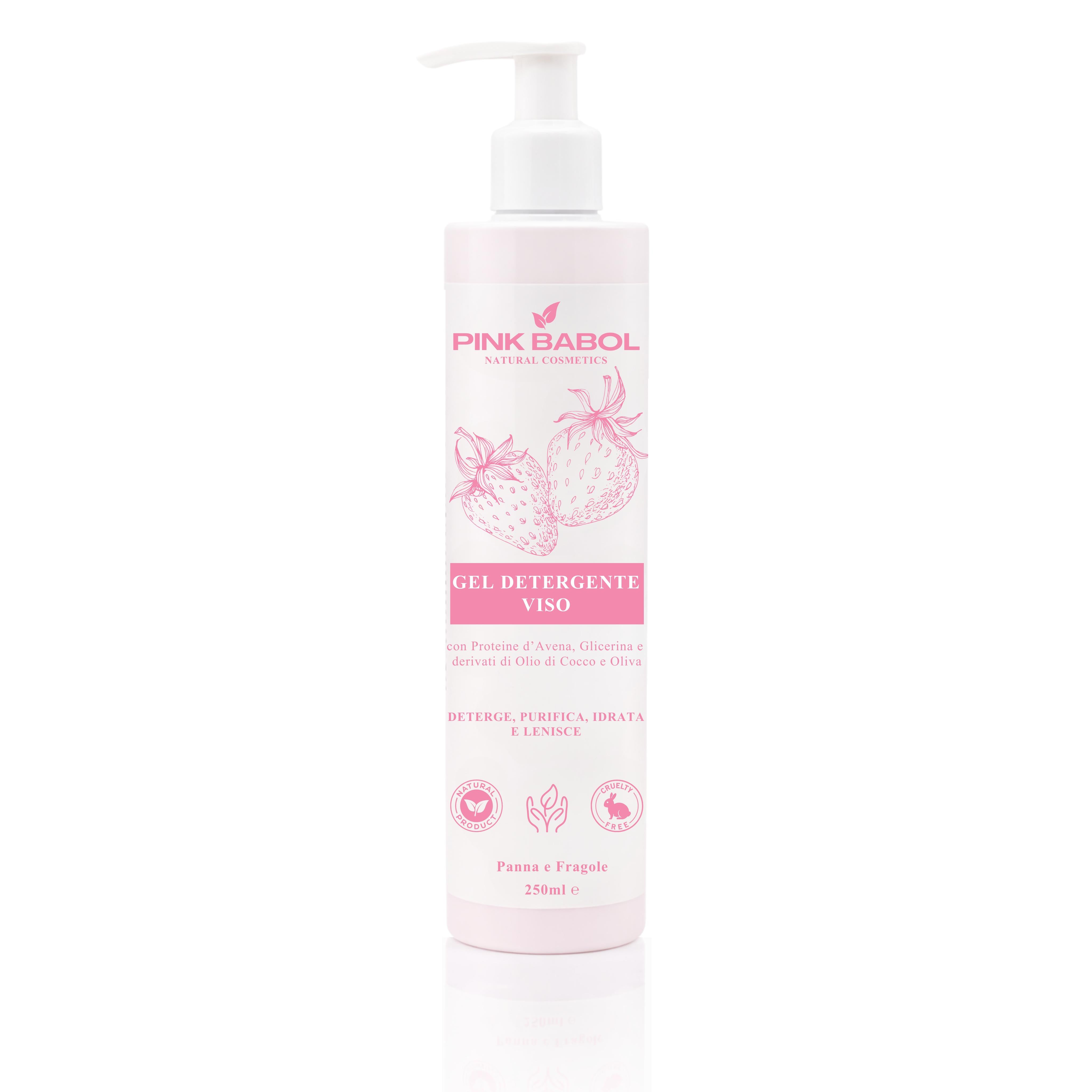 Gel Detergente Viso con Proteine d’Avena, Glicerina e derivati di Olio di Cocco e Oliva – Deterge, Purifica, Idrata e Lenisce-Pink Babol