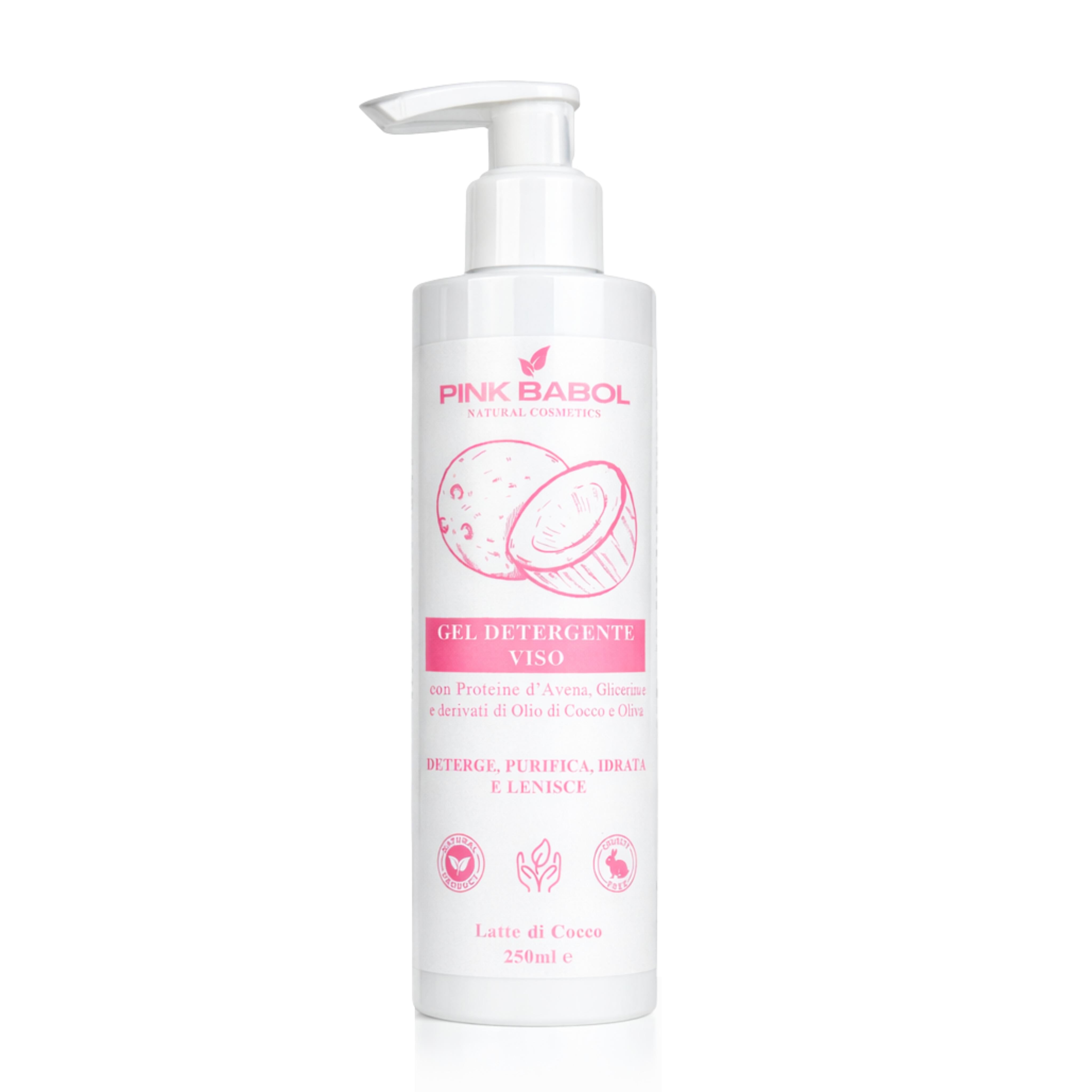 Gel Detergente Viso con Proteine d’Avena, Glicerina e derivati di Olio di Cocco e Oliva – Deterge, Purifica, Idrata e Lenisce-Pink Babol